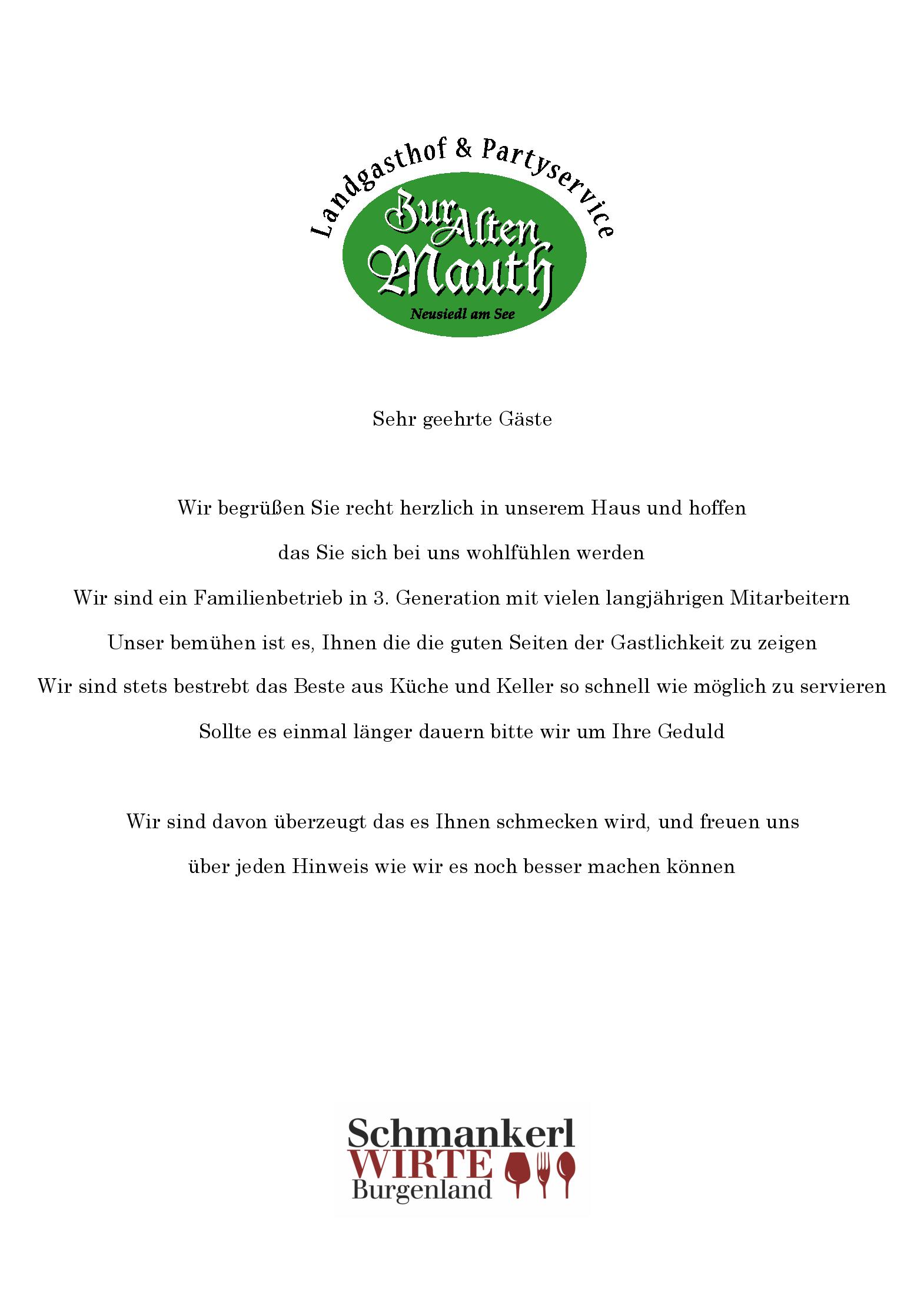 Speisekarte Restaurant Zur Alten Mauth in Neusiedl am See, Seite 16