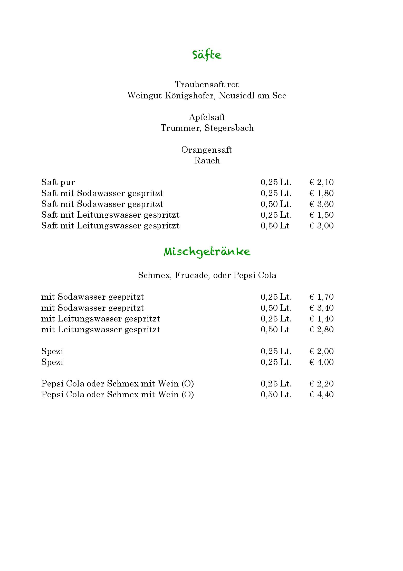 Speisekarte Restaurant Zur Alten Mauth in Neusiedl am See, Seite 7