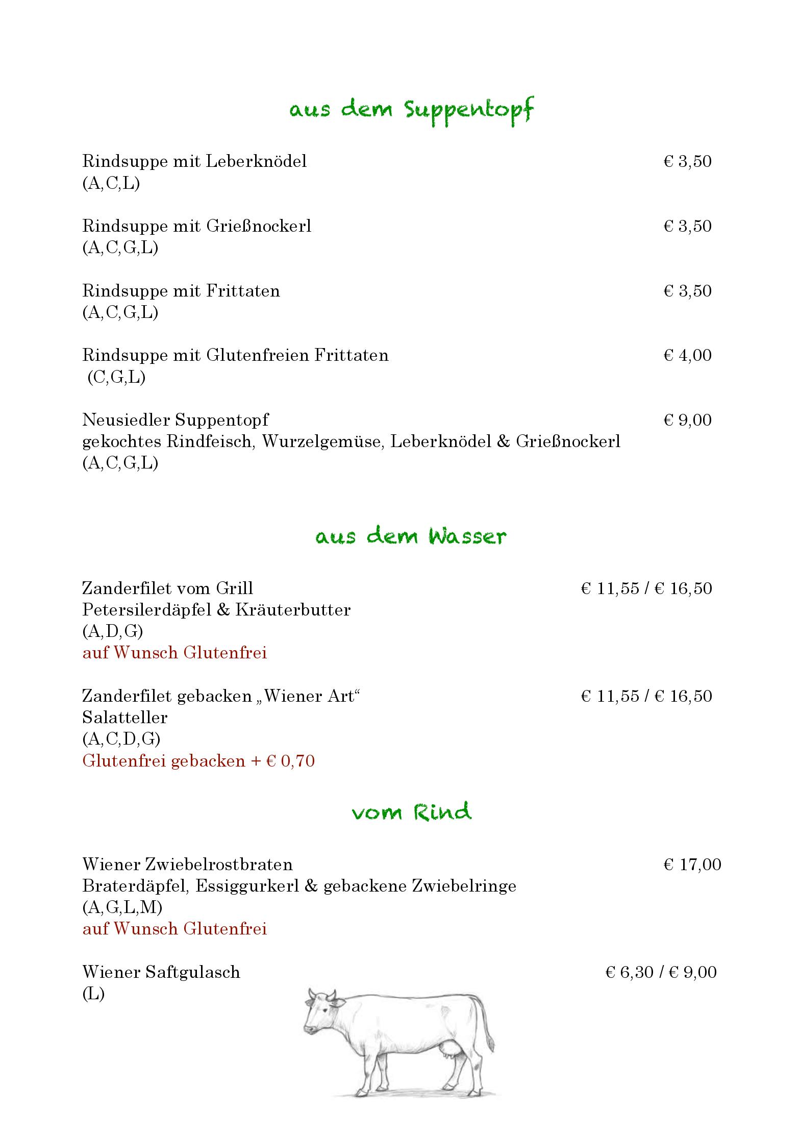 Speisekarte Restaurant Zur Alten Mauth in Neusiedl am See, Seite 11