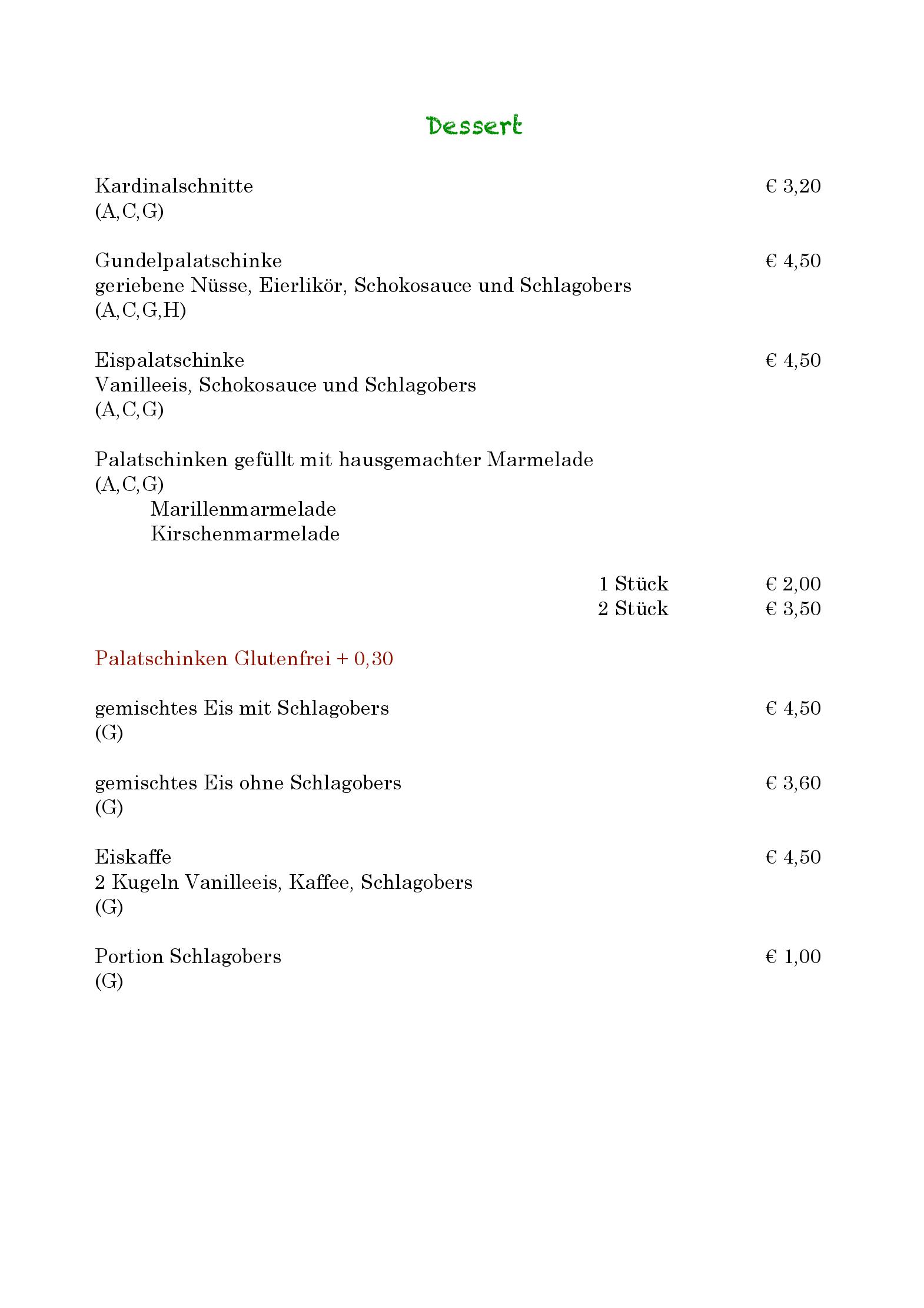 Speisekarte Restaurant Zur Alten Mauth in Neusiedl am See, Seite 9