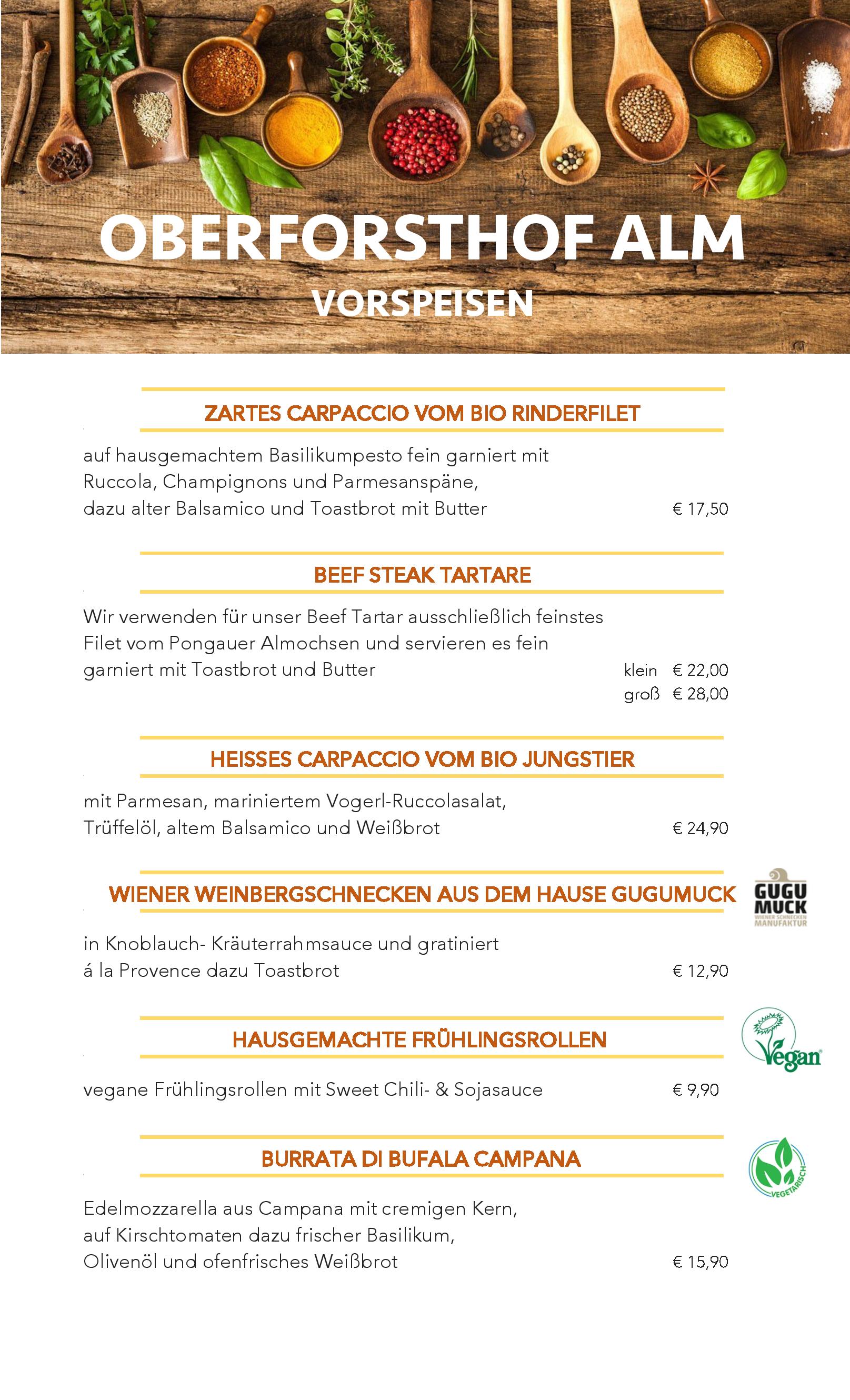 Speisekarte OBERFORSTHOFALM in Sankt Johann, Seite 12