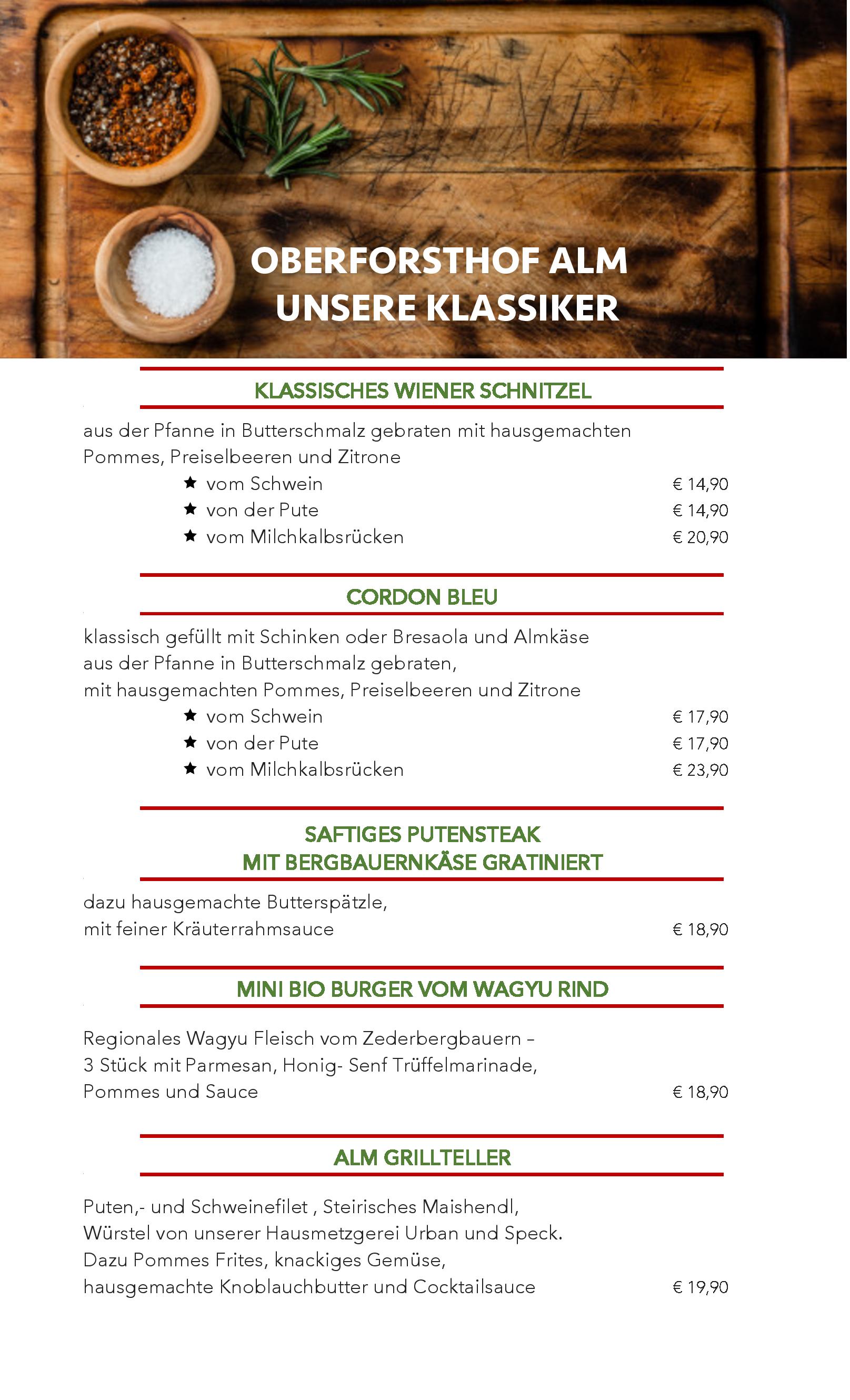 Speisekarte OBERFORSTHOFALM in Sankt Johann, Seite 8