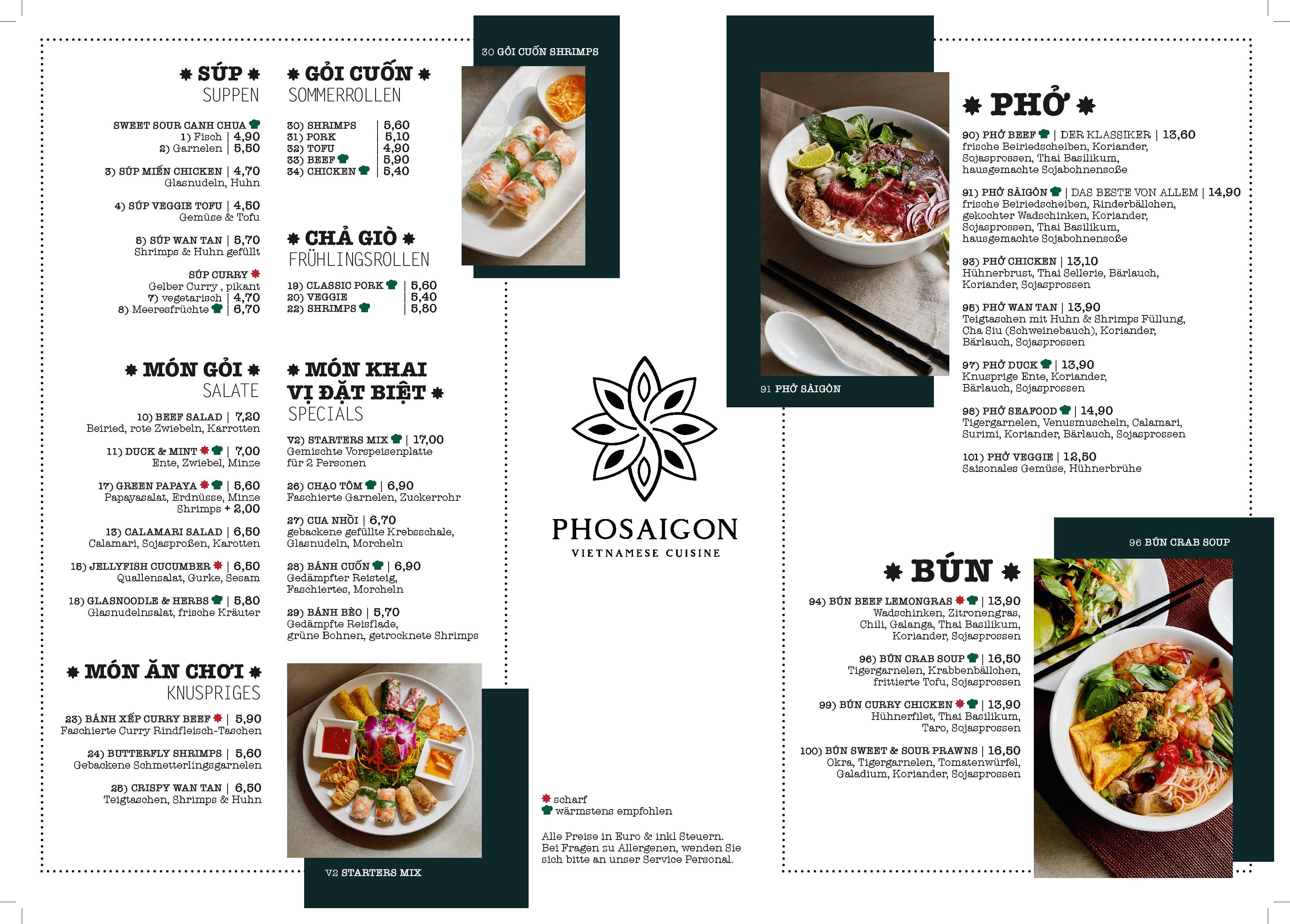 Speisekarte Pho Saigon in Wien, Seite 1