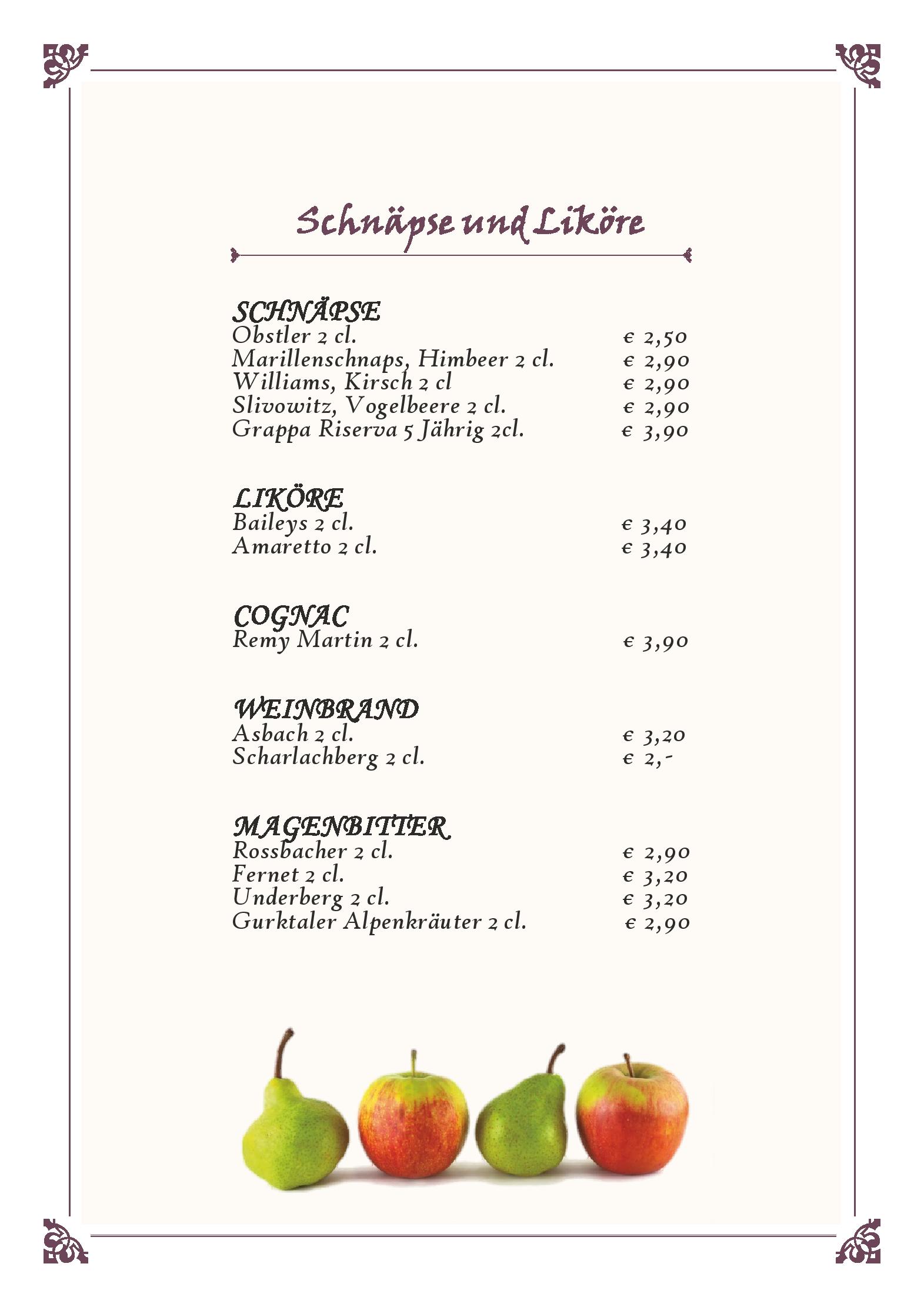 Speisekarte Restaurant Karawankenblick in Keutschach, Seite 2