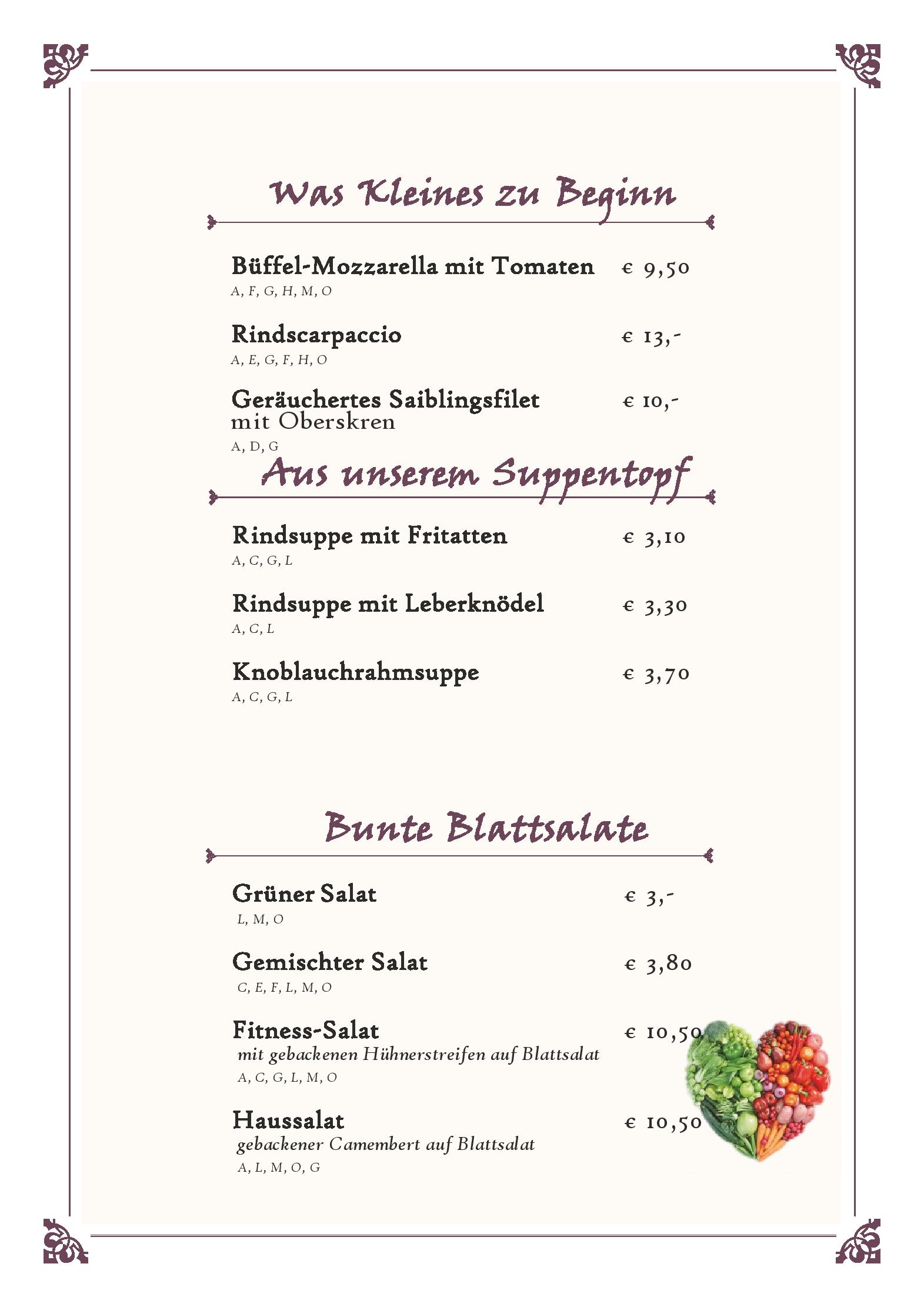 Speisekarte Restaurant Karawankenblick in Keutschach, Seite 9