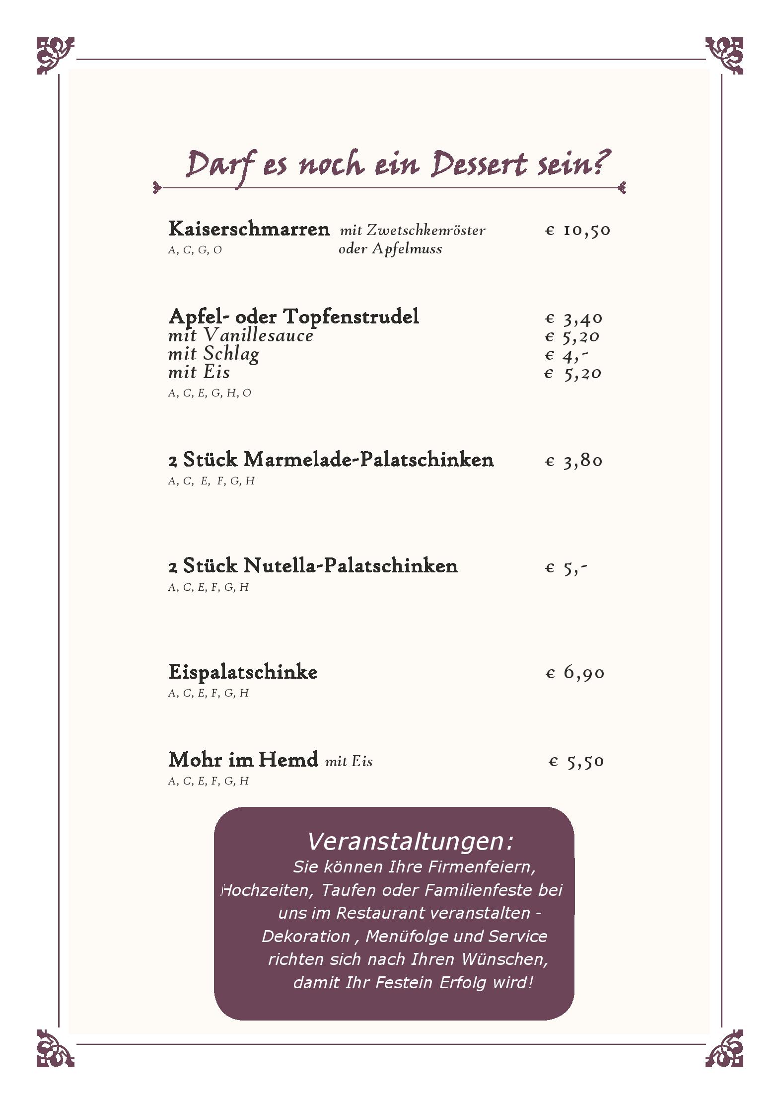 Speisekarte Restaurant Karawankenblick in Keutschach, Seite 6