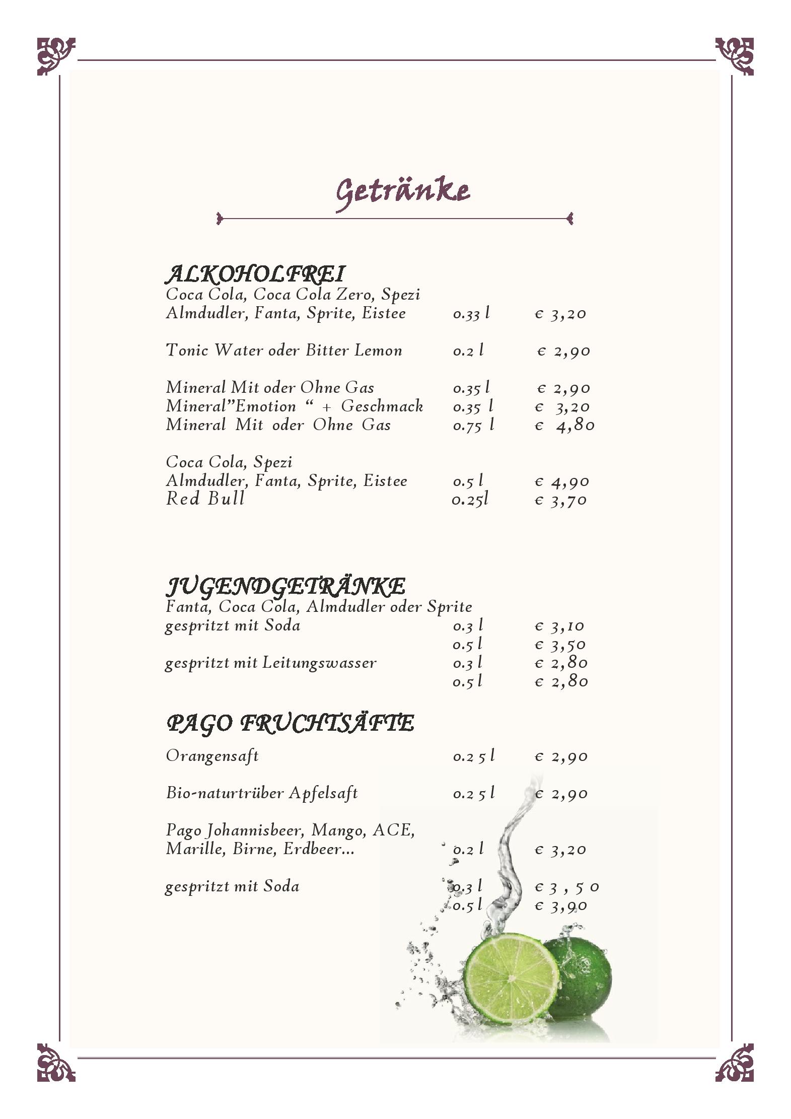 Speisekarte Restaurant Karawankenblick in Keutschach, Seite 4