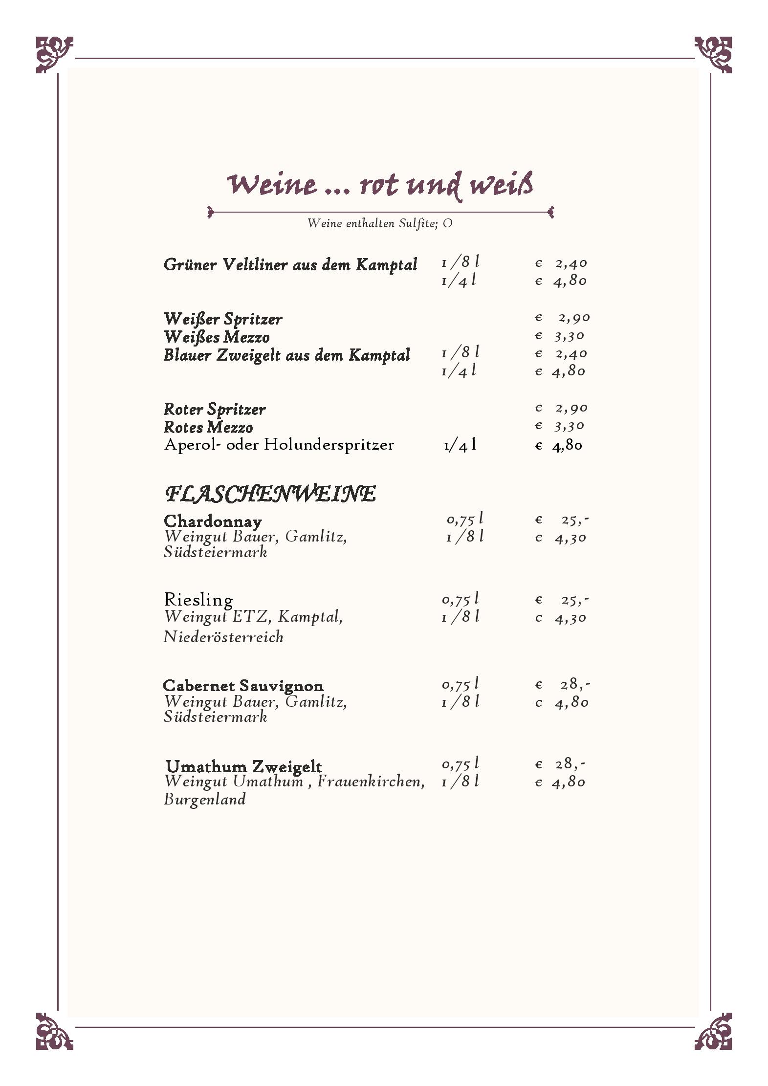 Speisekarte Restaurant Karawankenblick in Keutschach, Seite 3