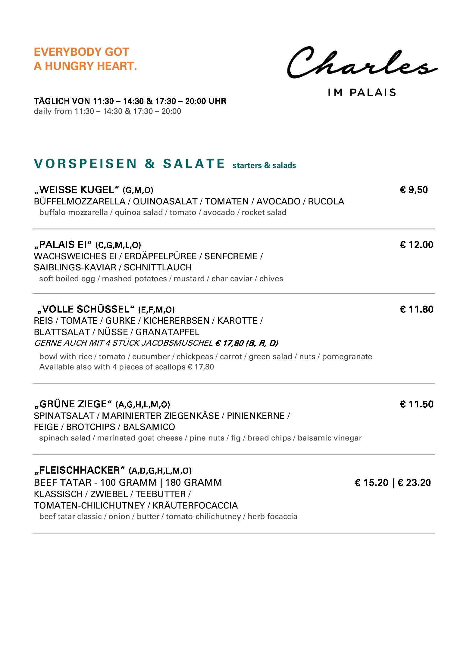 Speisekarte Restaurant Charles in Villach, Seite 5