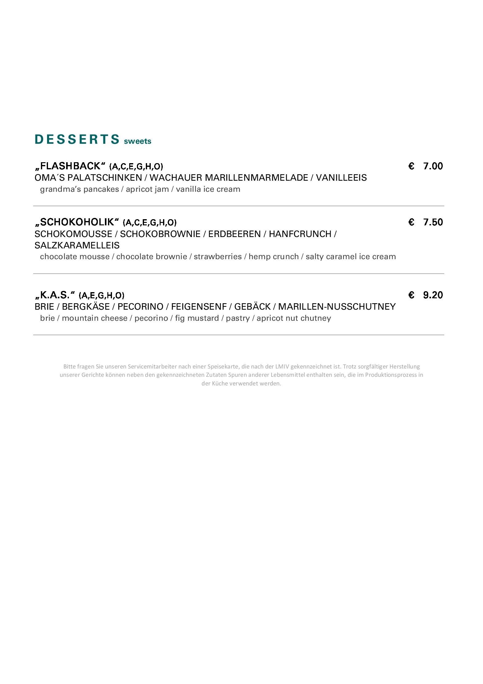Speisekarte Restaurant Charles in Villach, Seite 4