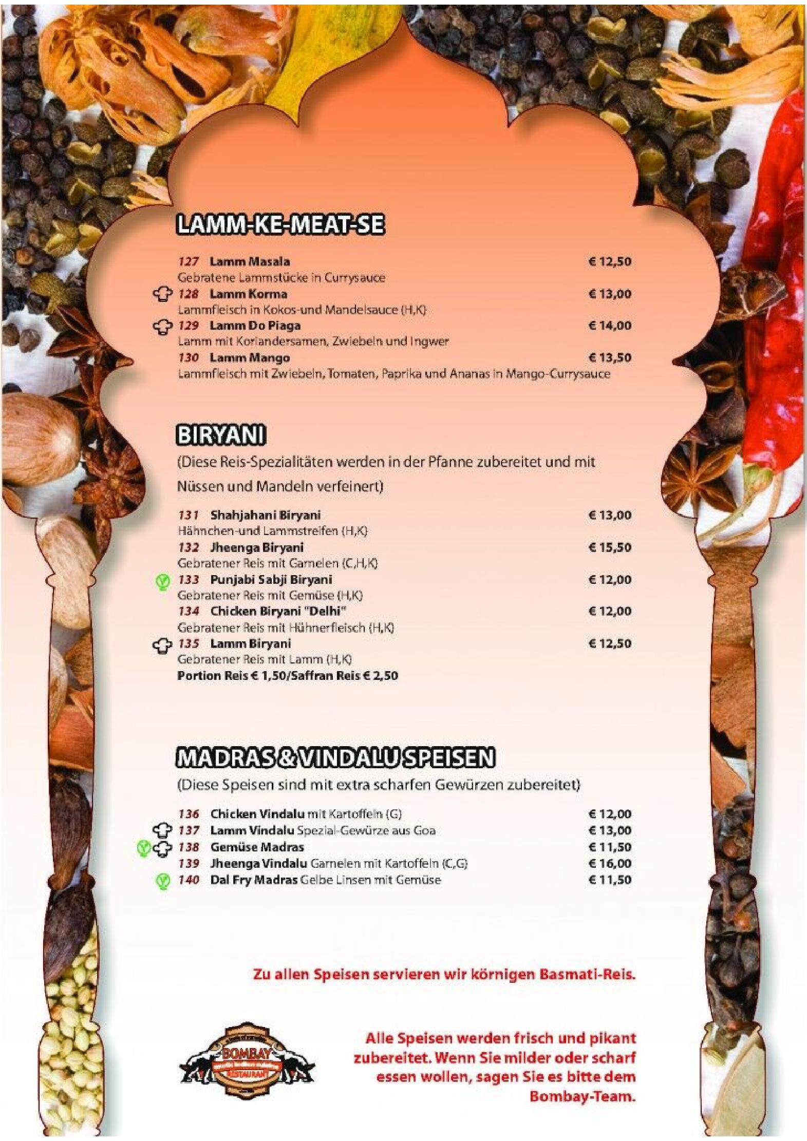 Speisekarte Bombay Restaurants in Kufstein, Seite 6