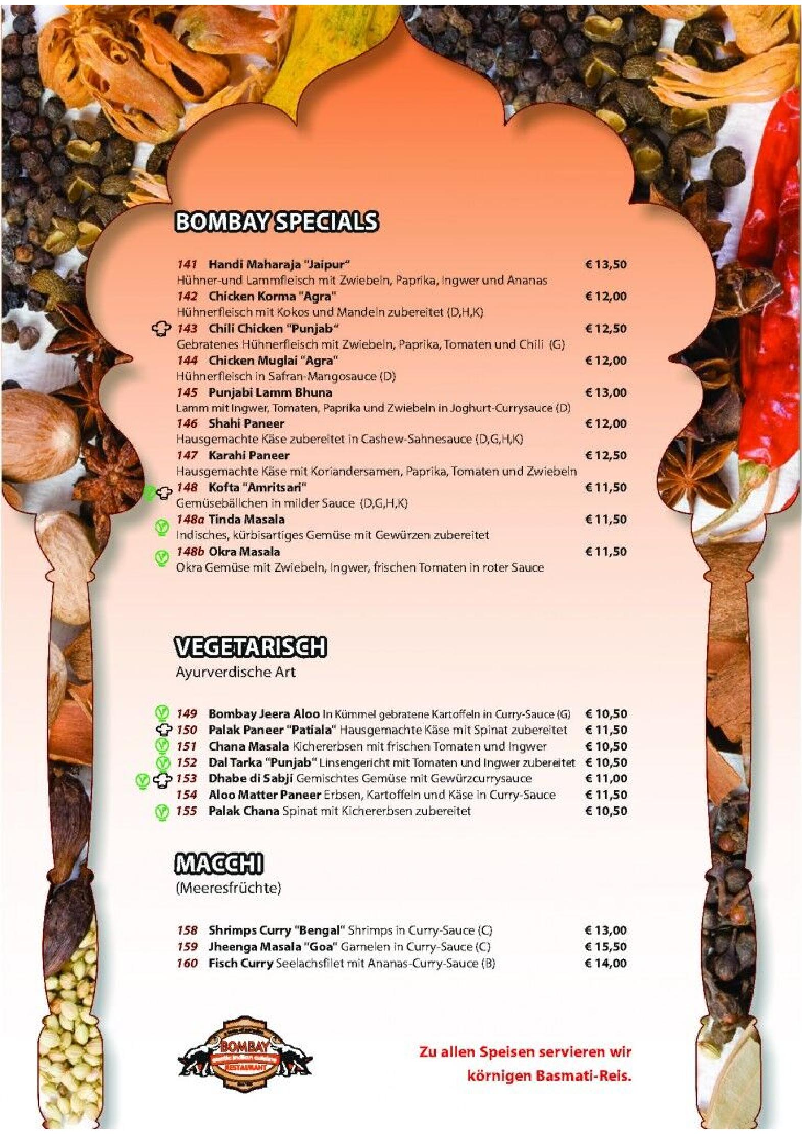 Speisekarte Bombay Restaurants in Kufstein, Seite 5