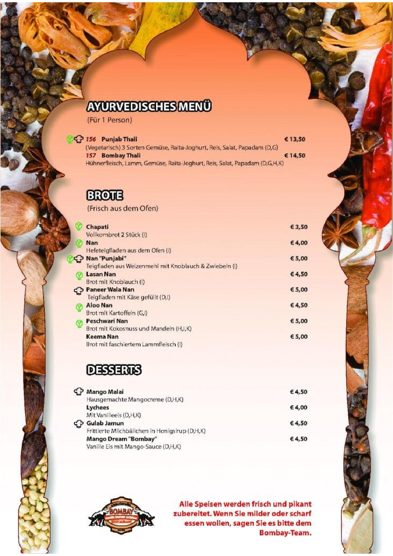 Speisekarte Bombay Restaurants in Kufstein, Seite 4