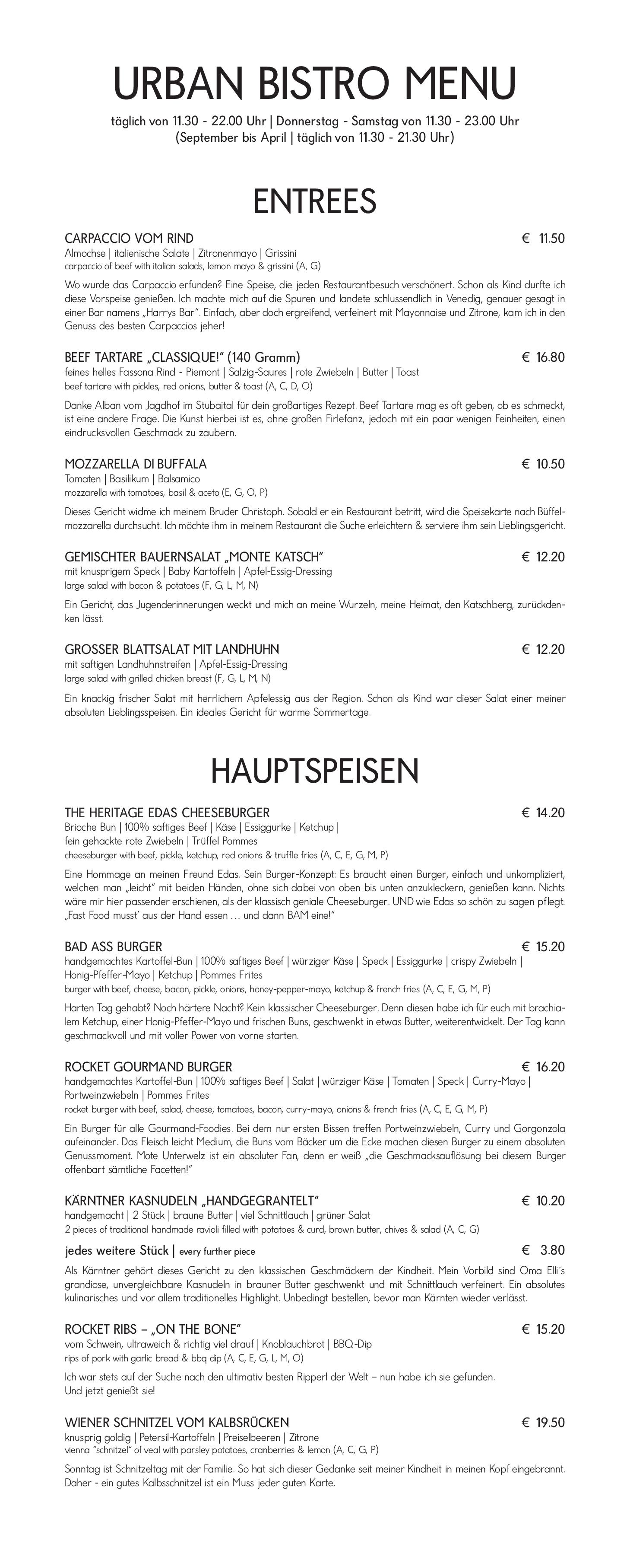Speisekarte Rocket Restaurant & Bistro Velden in Velden am Wörthersee, Seite 2