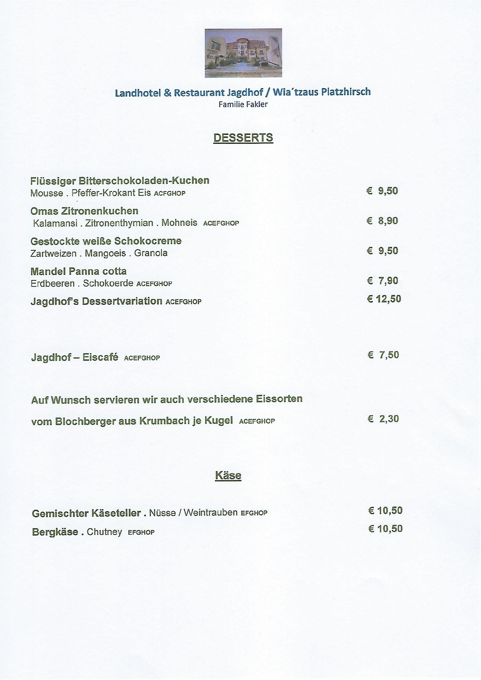 Speisekarte Landhotel & Restaurant Jagdhof in Guntramsdorf, Seite 19