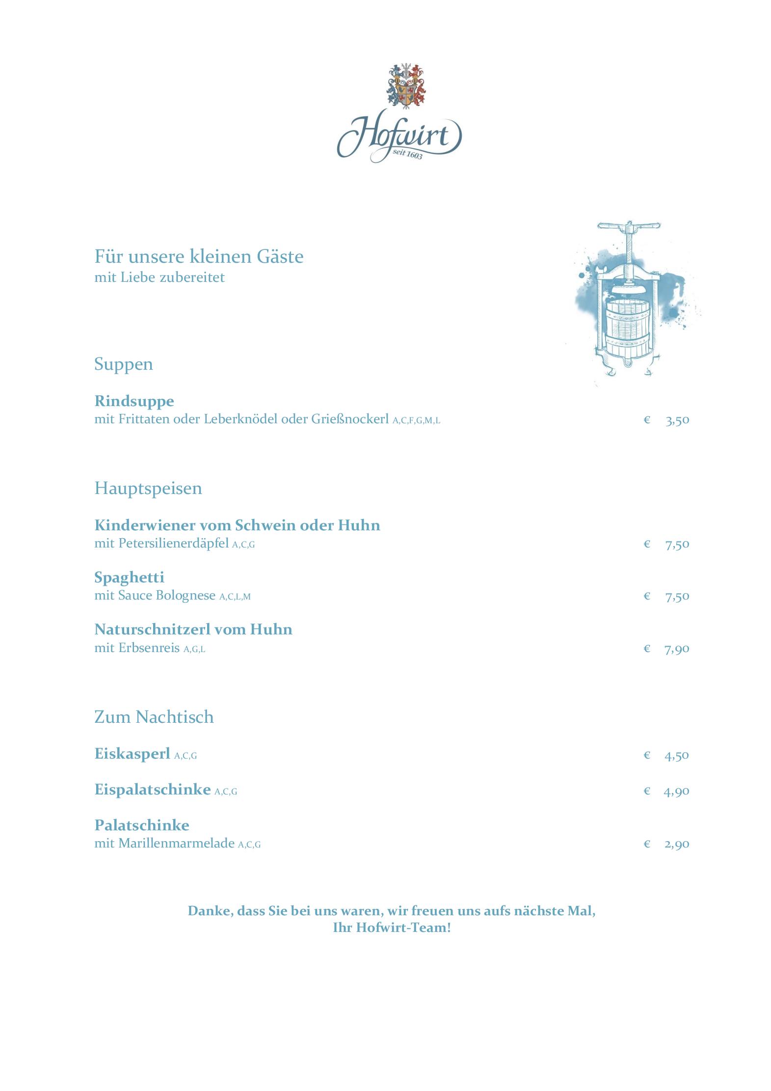 Speisekarte Hofwirt in Seckau, Seite 5