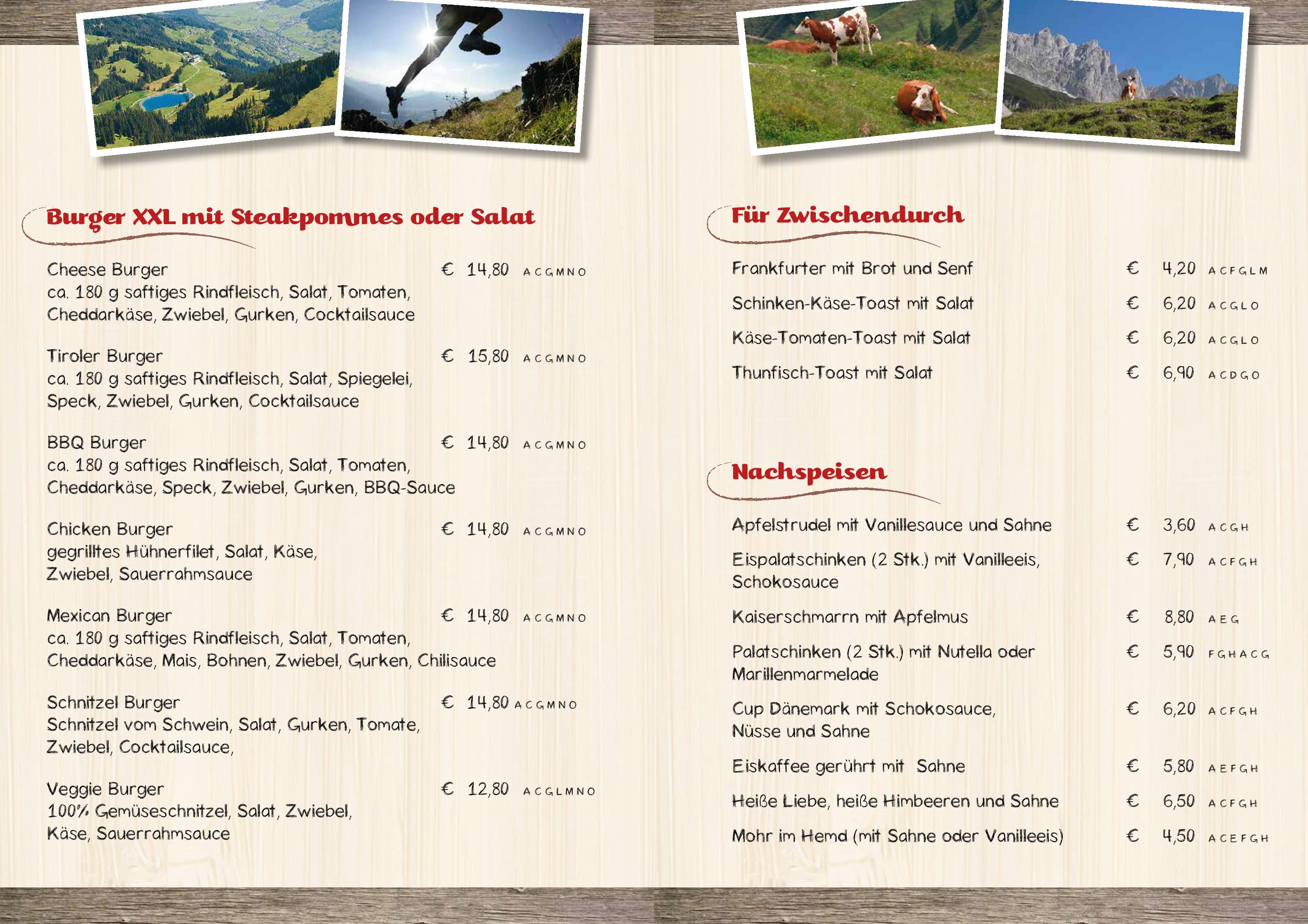 Speisekarte Die XXL Mühle in Westendorf, Seite 4