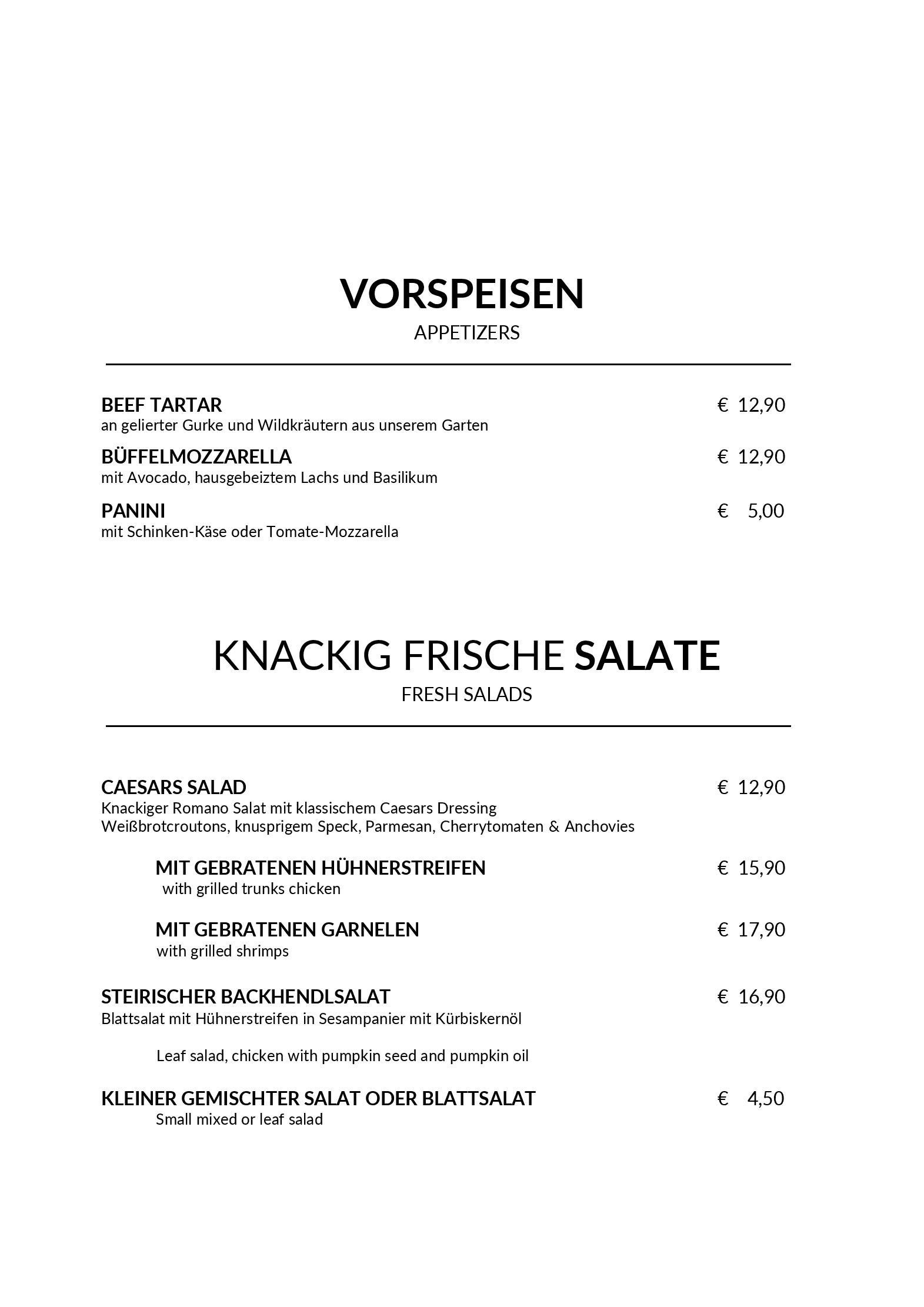 Speisekarte Nationalpark Lodge Grossglockner  in Heiligenblut, Seite 10