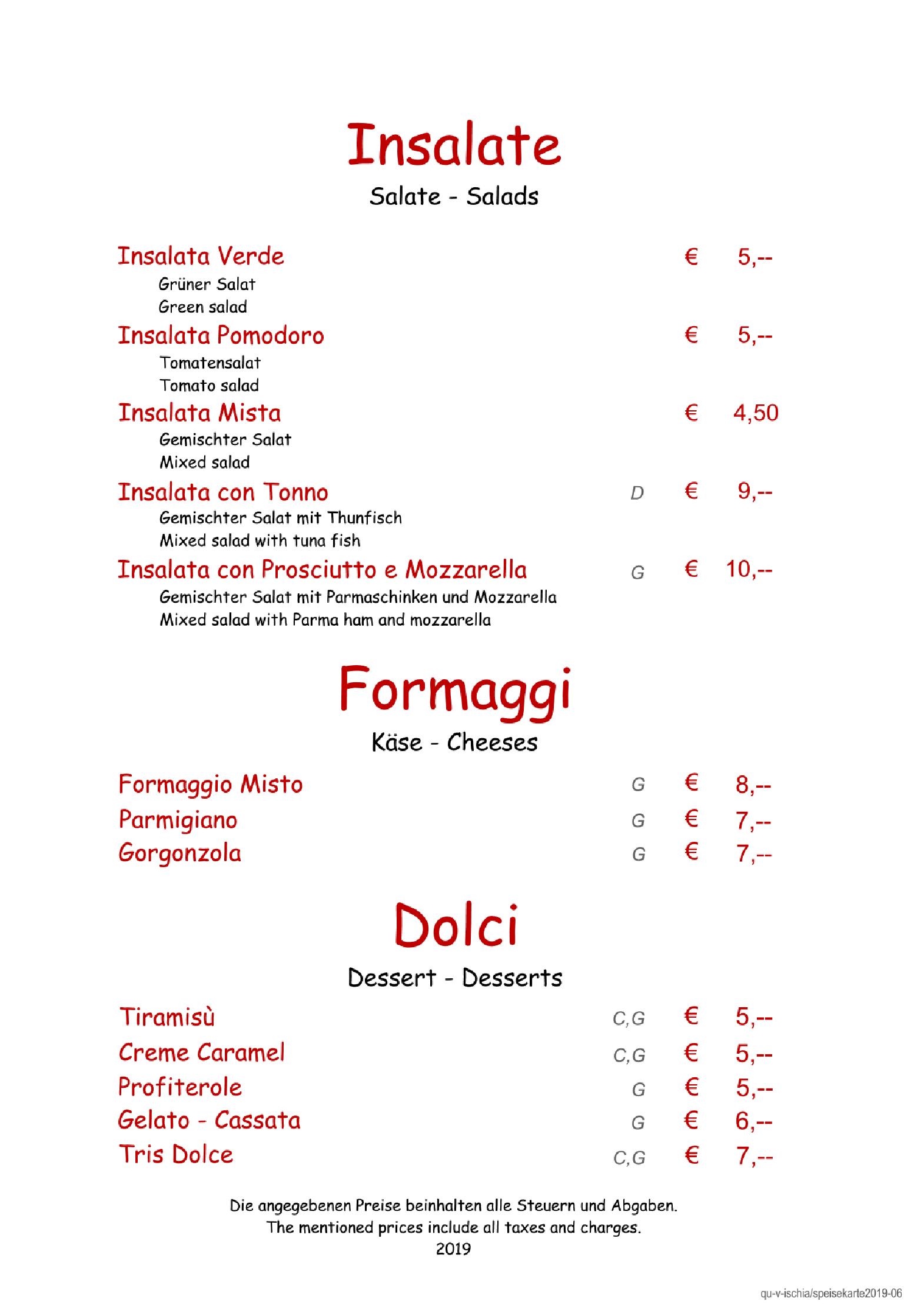 Speisekarte Ristorante Pizzeria ISCHIA in Wien, Seite 4