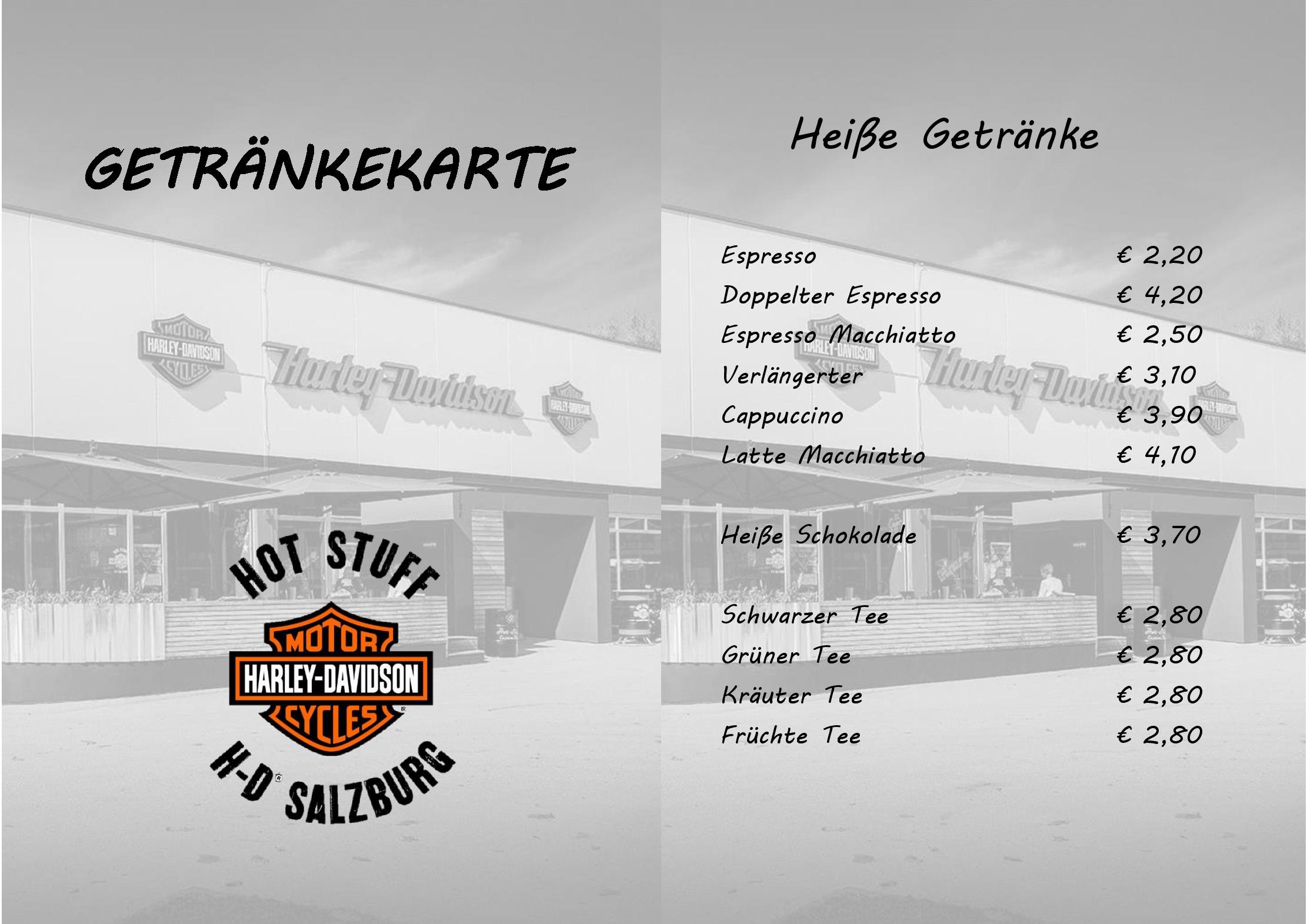 Speisekarte Roadhouse / HOT-STUFF Harley-Davidson Salzburg in Salzburg, Seite 1