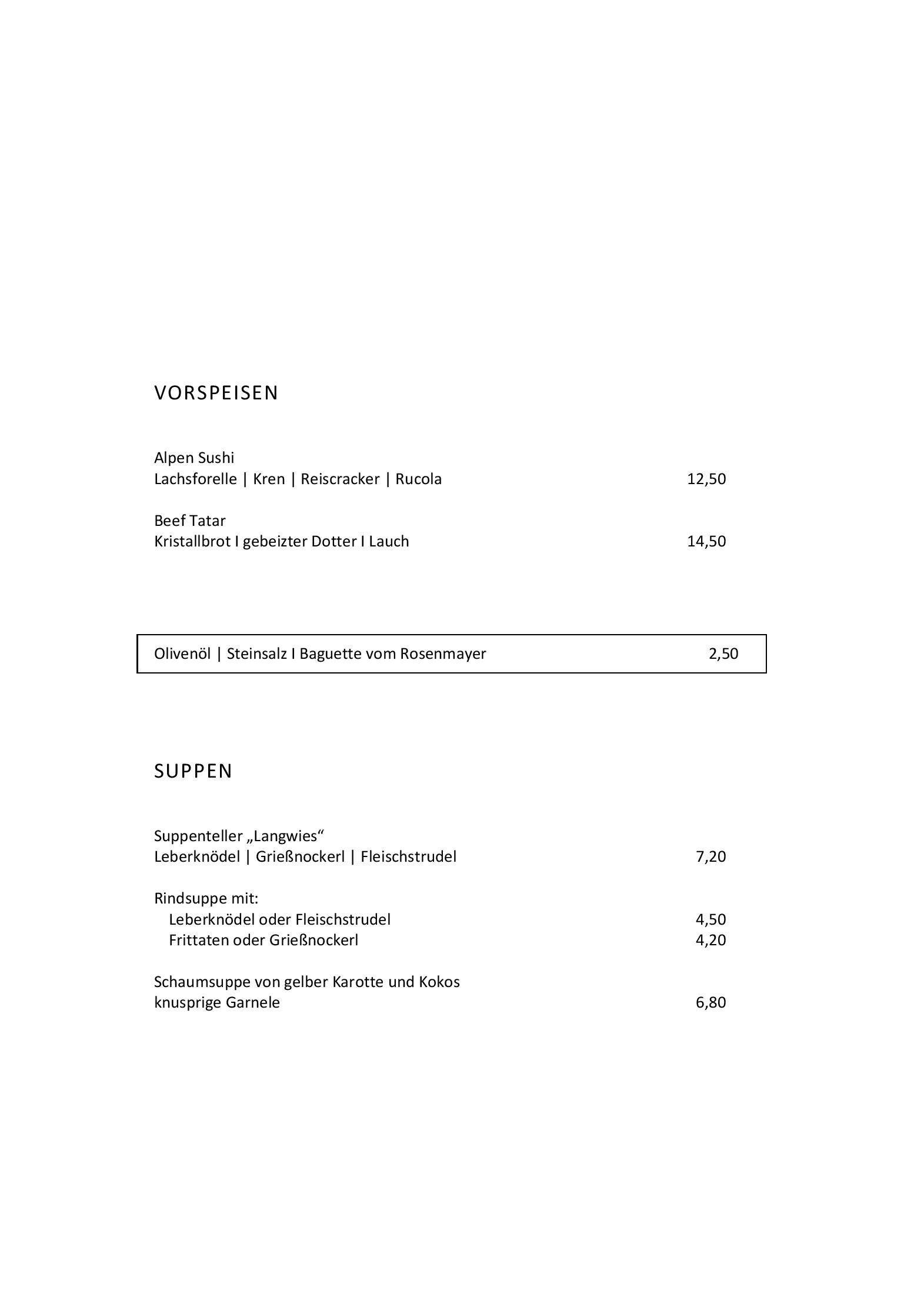 Speisekarte Langwies Genussherberge in Bad Vigaun, Seite 5