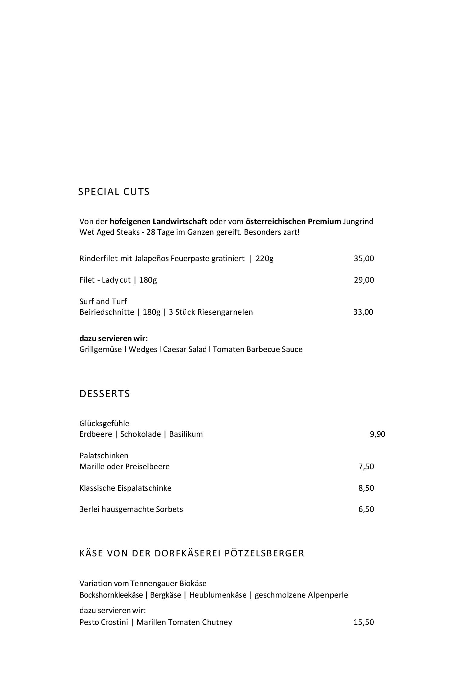 Speisekarte Langwies Genussherberge in Bad Vigaun, Seite 2