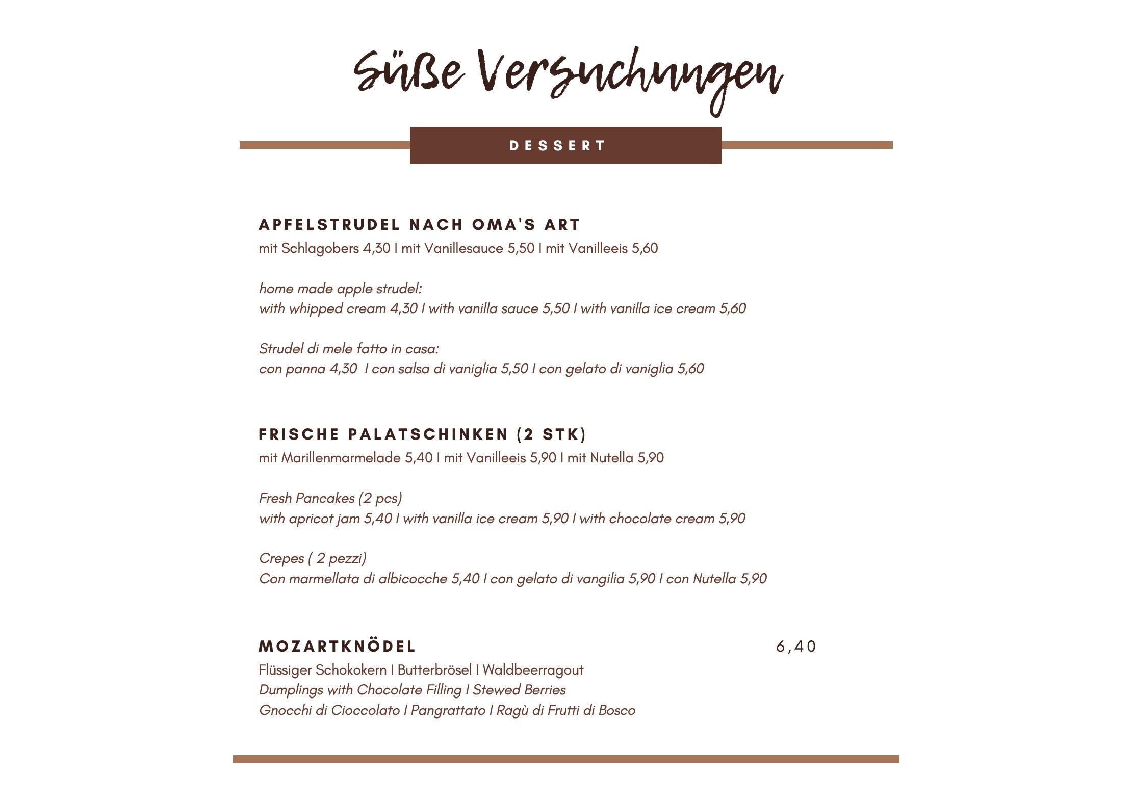 Speisekarte Restaurant Wrannissimo in Velden am Wörthersee, Seite 3