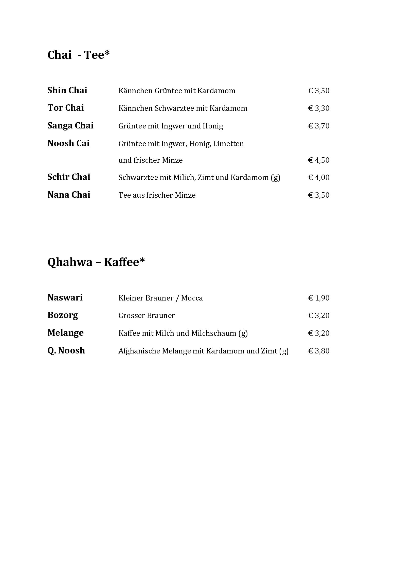 Speisekarte Noosh in Wien, Seite 3