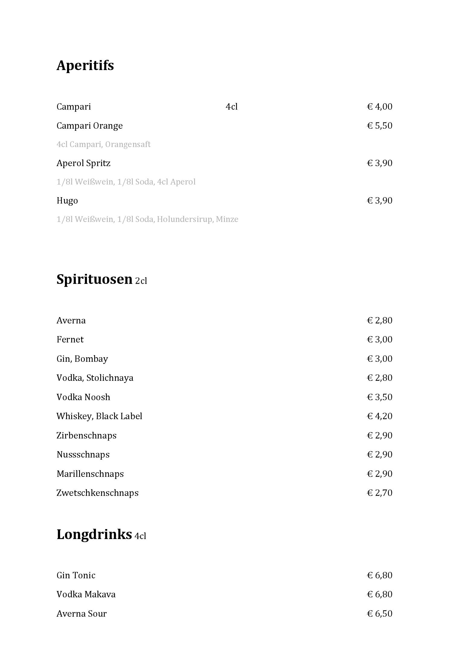 Speisekarte Noosh in Wien, Seite 4