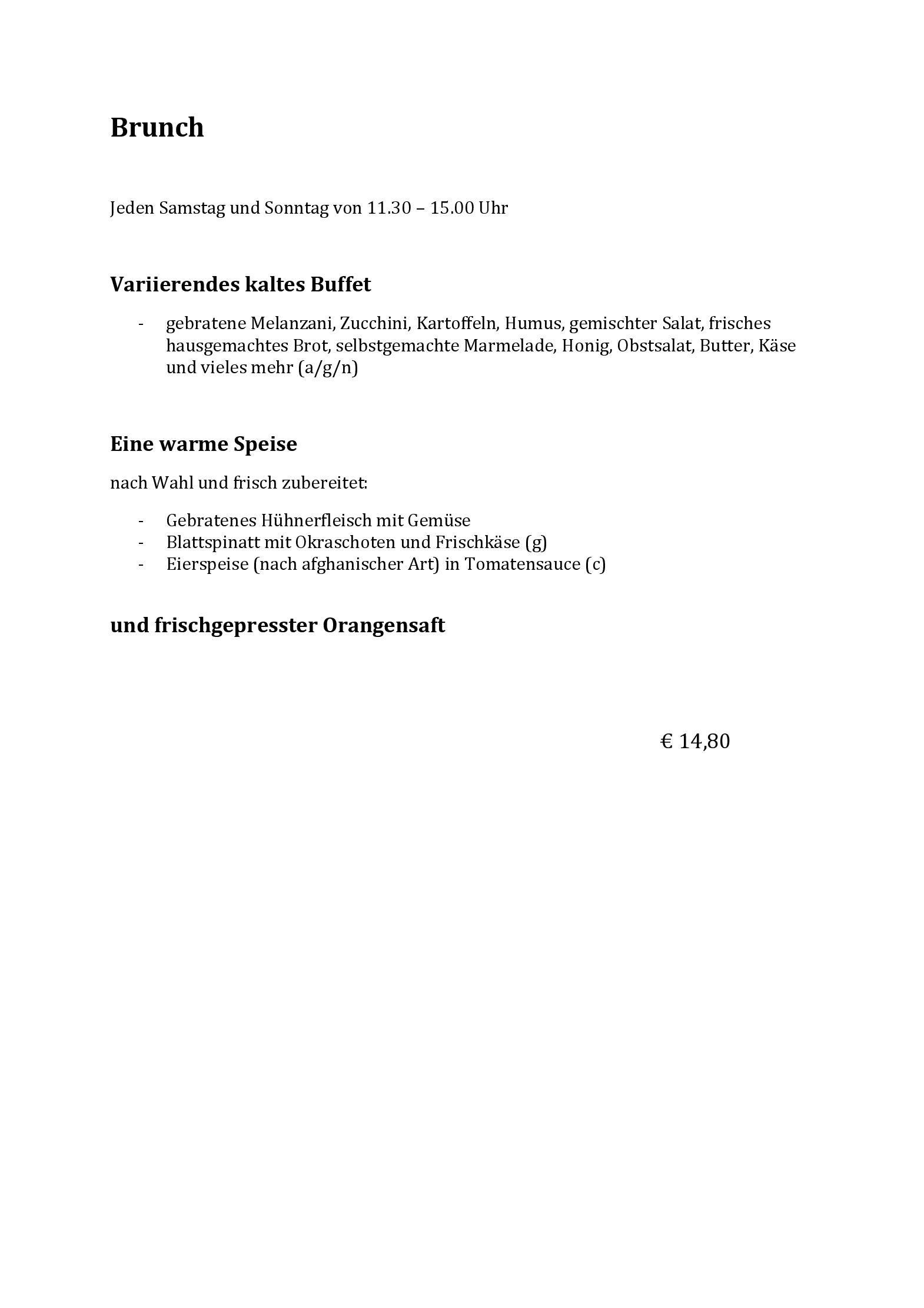 Speisekarte Noosh in Wien, Seite 18
