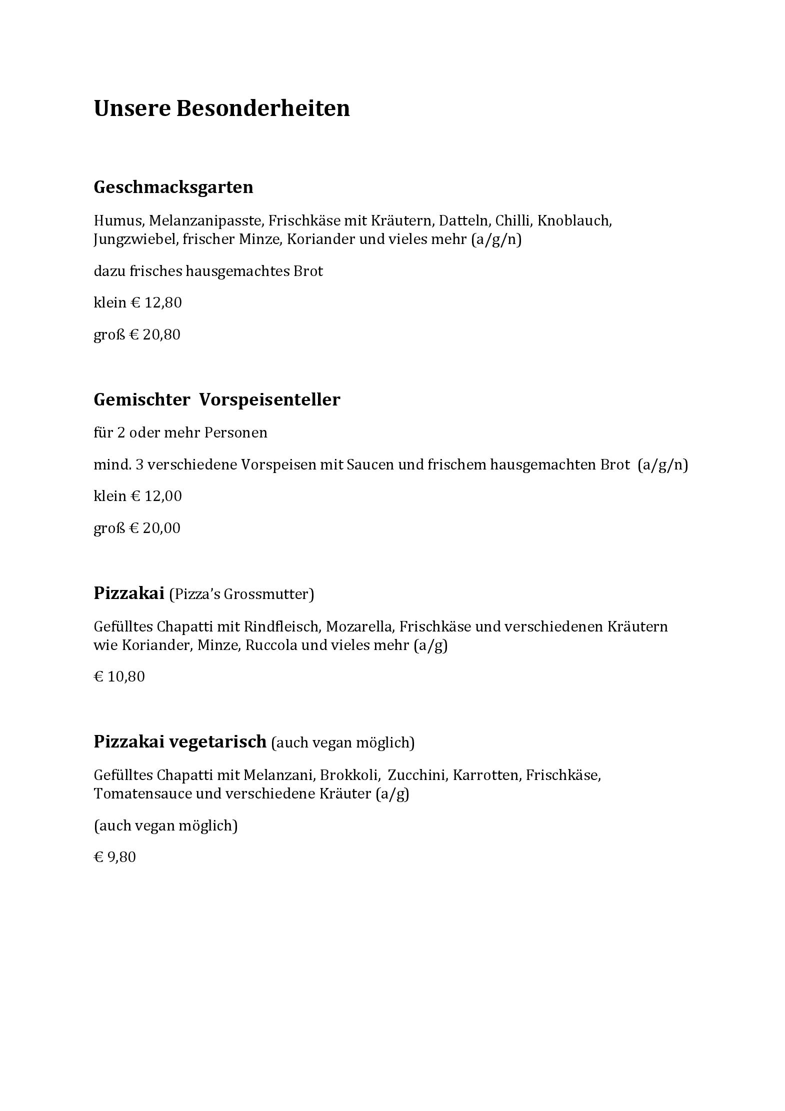 Speisekarte Noosh in Wien, Seite 17