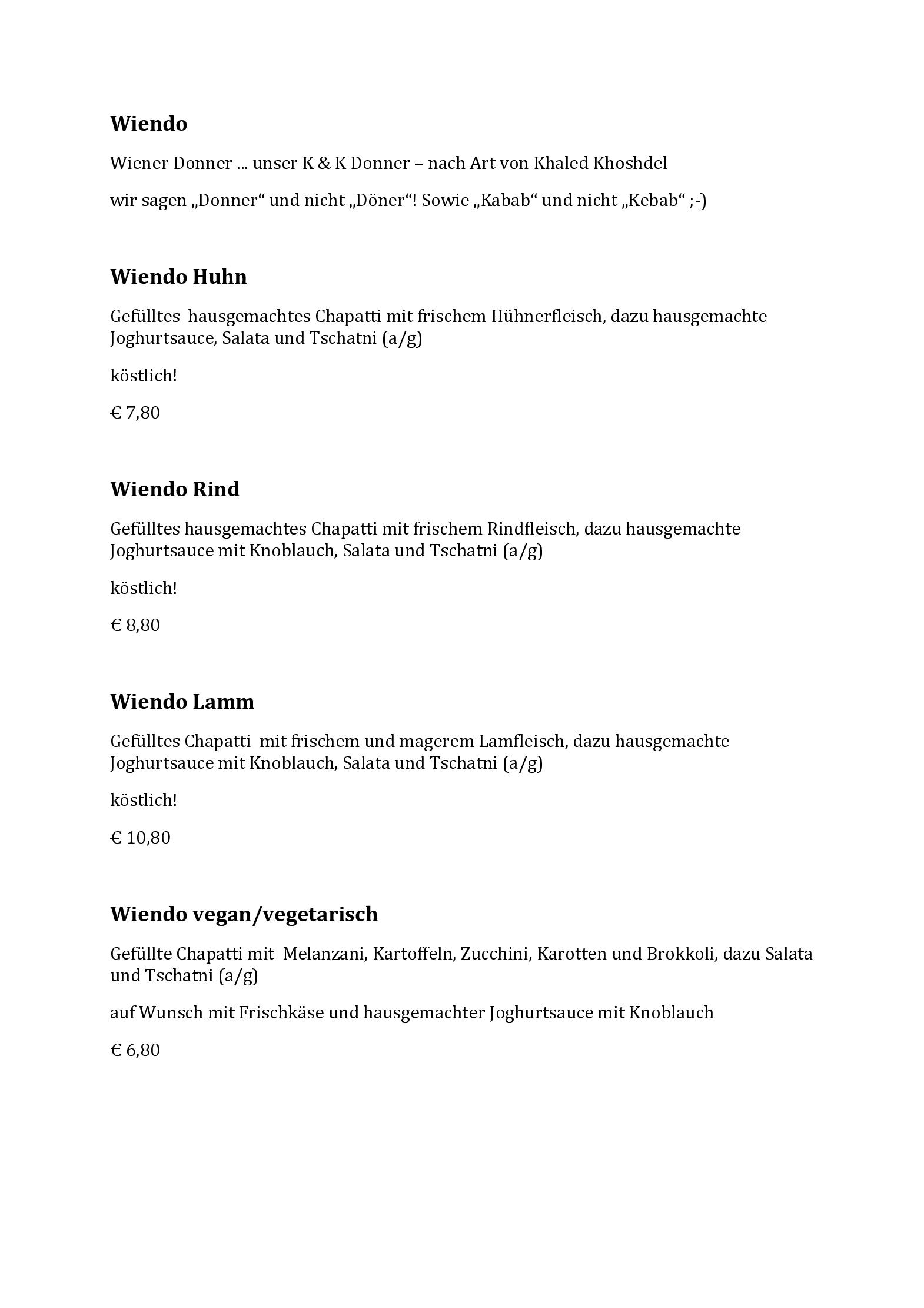 Speisekarte Noosh in Wien, Seite 16