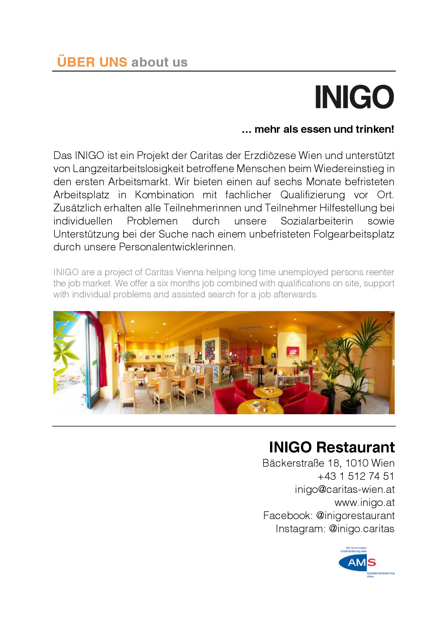 Speisekarte INIGO Restaurant in Wien, Seite 14