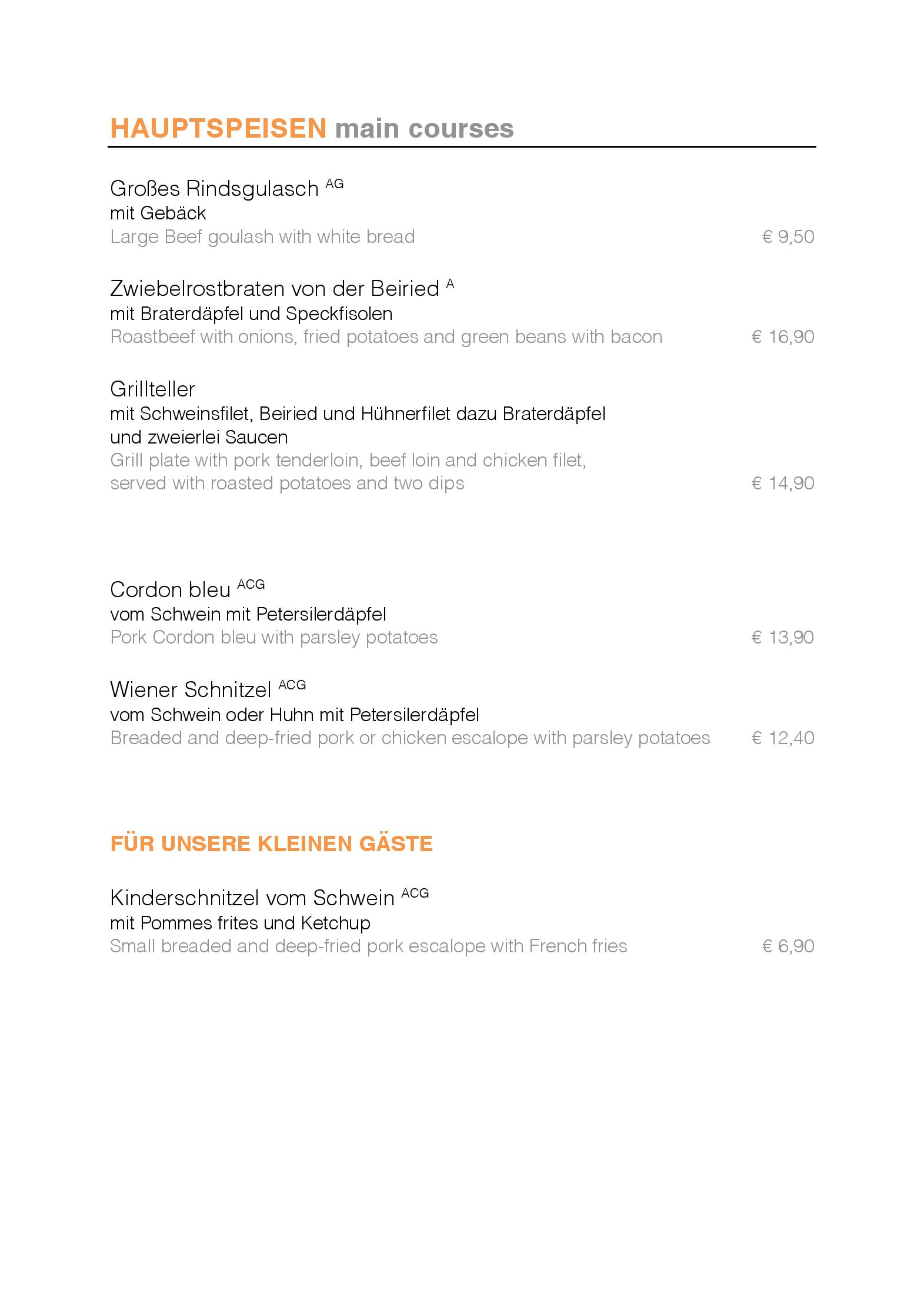 Speisekarte INIGO Restaurant in Wien, Seite 2