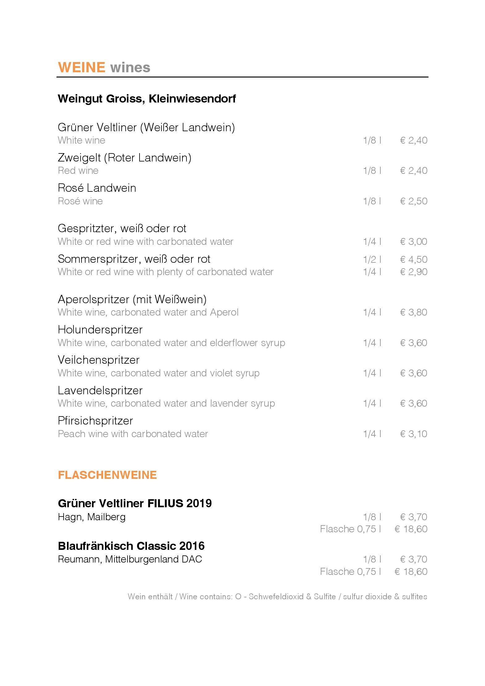 Speisekarte INIGO Restaurant in Wien, Seite 4