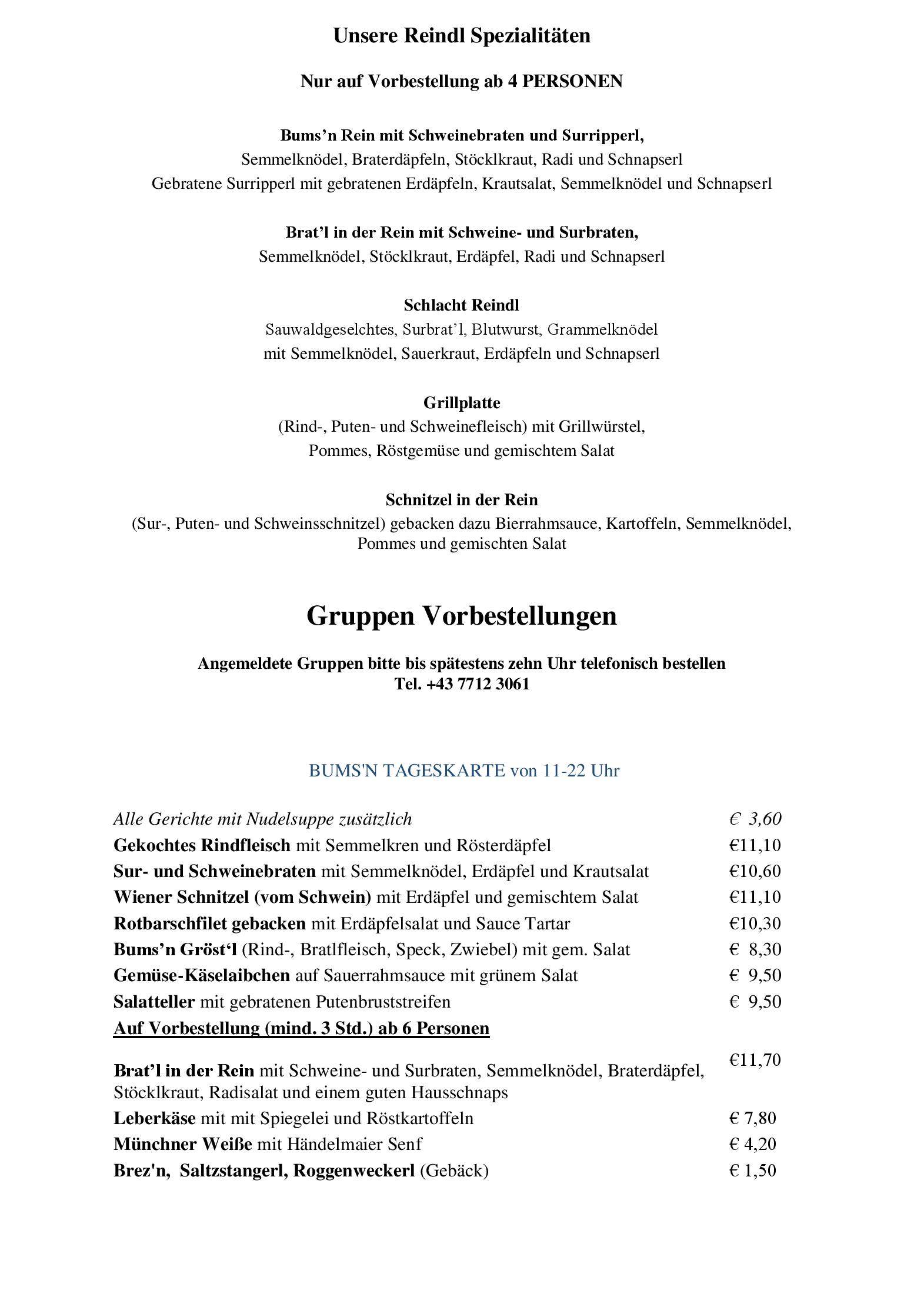 Speisekarte Wirtshaus zur Bums´n in Schärding, Seite 5
