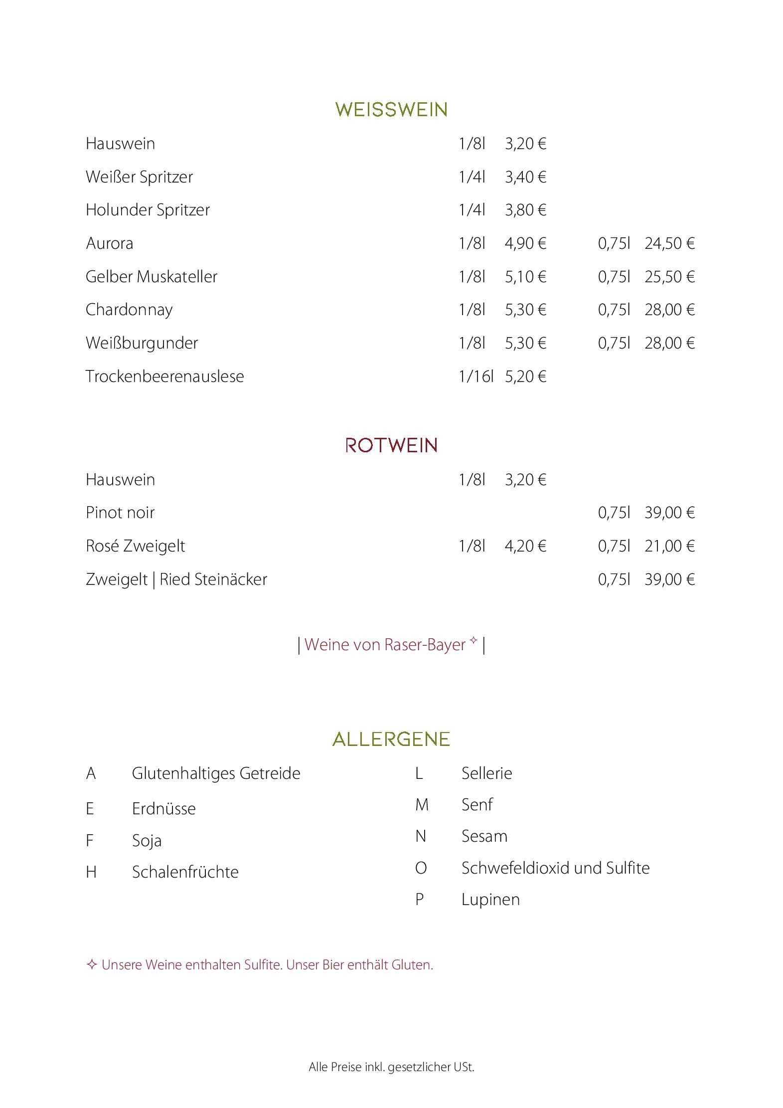 Speisekarte Velani in Wien, Seite 5