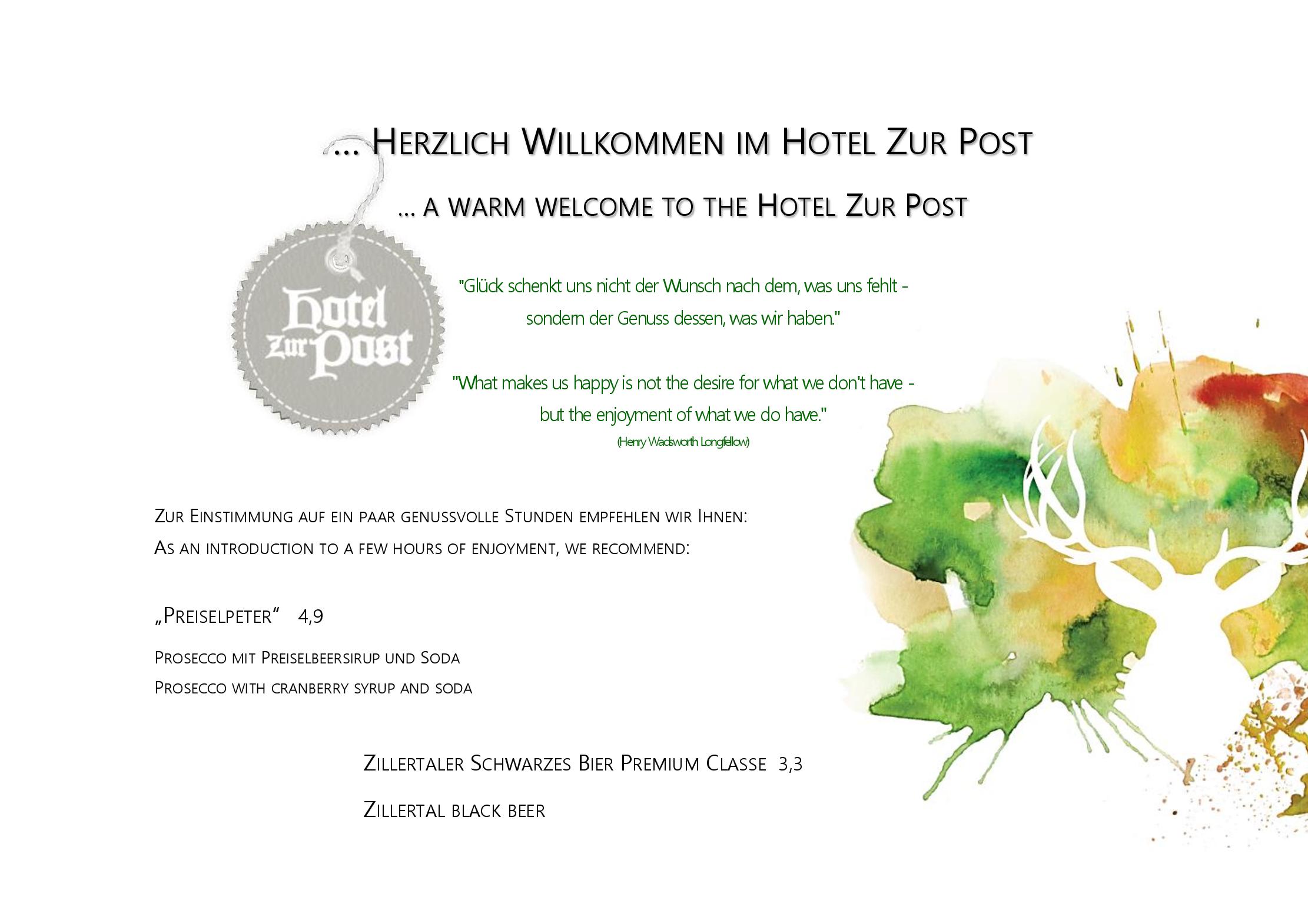 Speisekarte Hotel Restaurant Zur Post in Alpbach, Seite 7