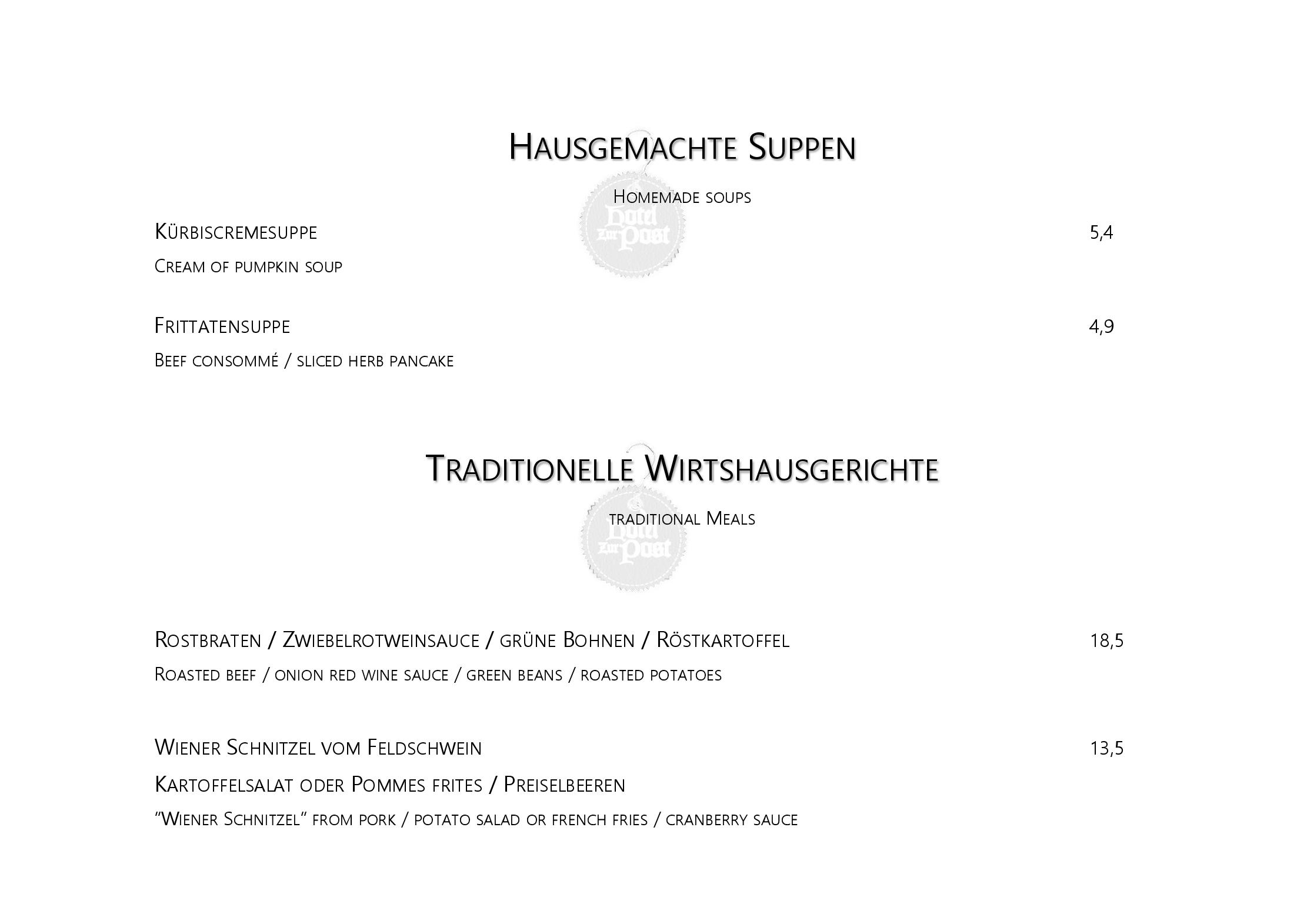 Speisekarte Hotel Restaurant Zur Post in Alpbach, Seite 5