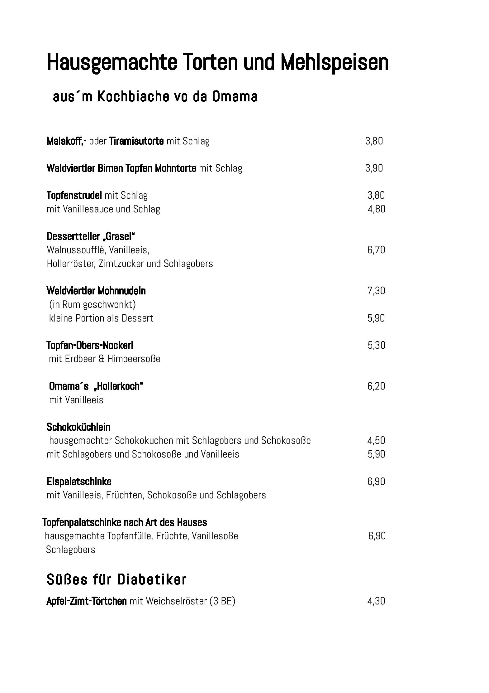 Speisekarte Graselwirtin in Mörtersdorf, Seite 11