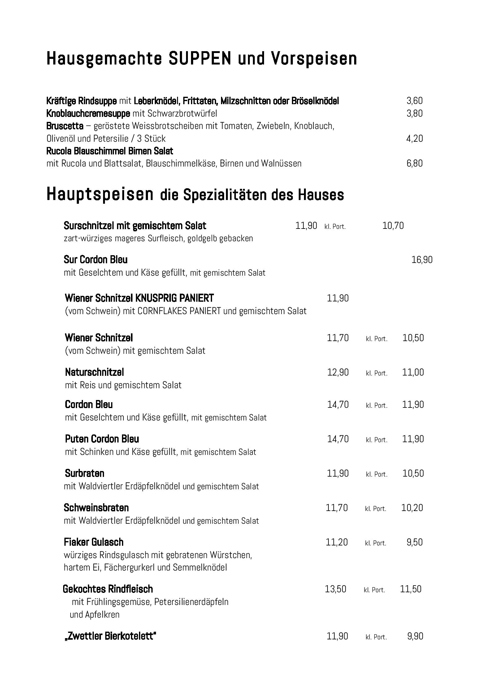 Speisekarte Graselwirtin in Mörtersdorf, Seite 19