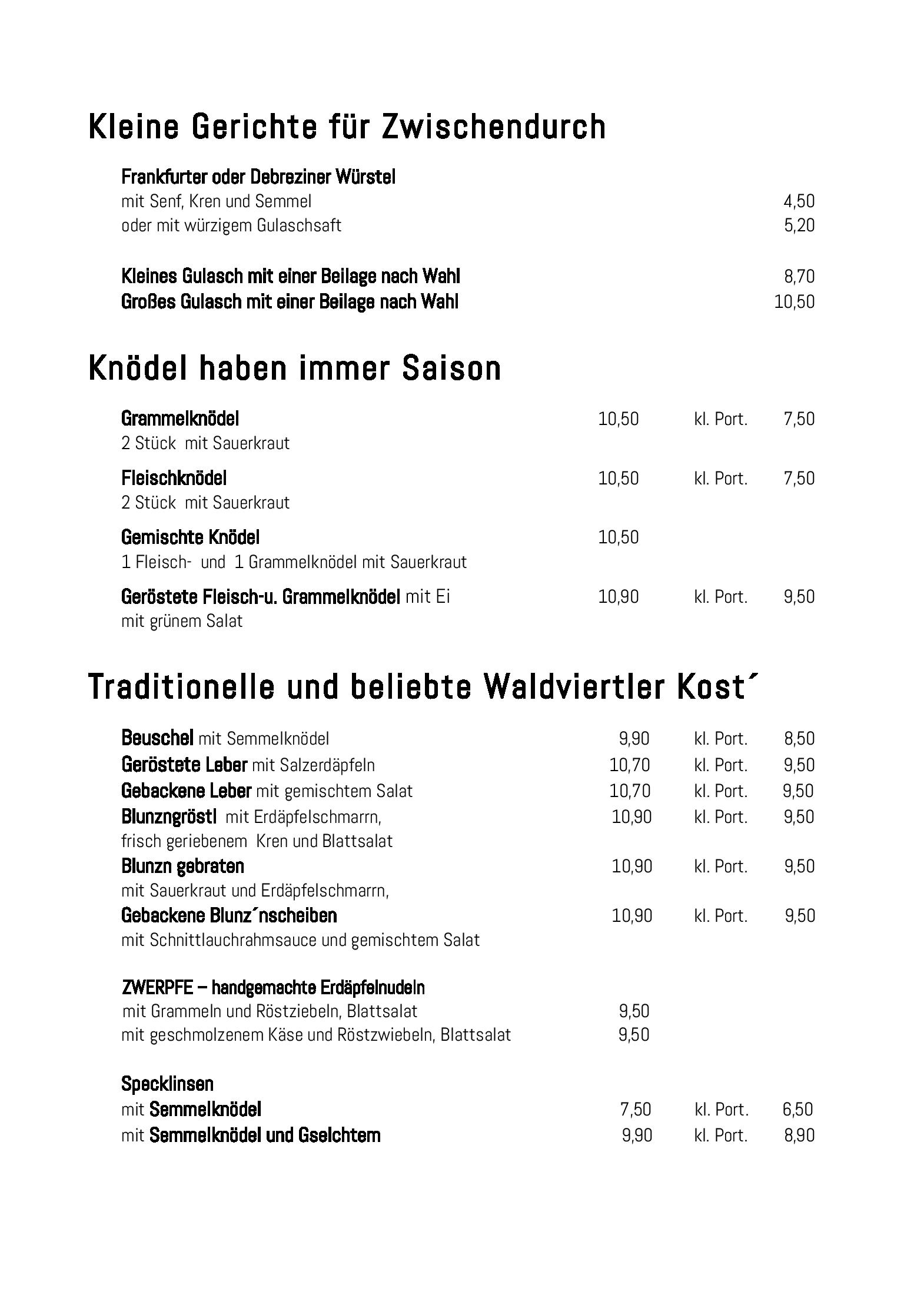 Speisekarte Graselwirtin in Mörtersdorf, Seite 18