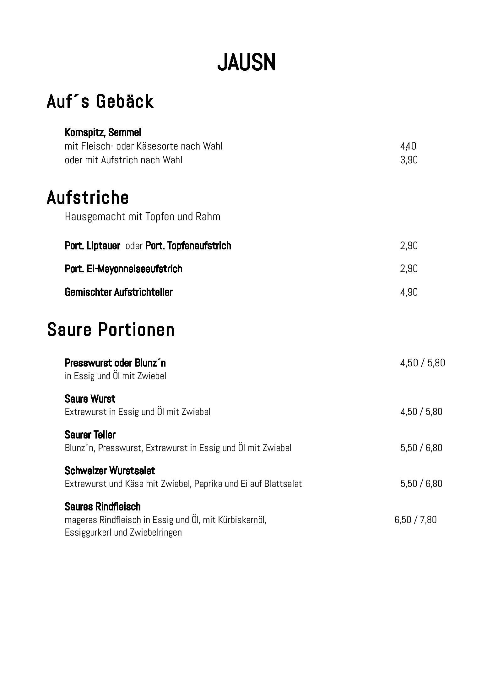 Speisekarte Graselwirtin in Mörtersdorf, Seite 4