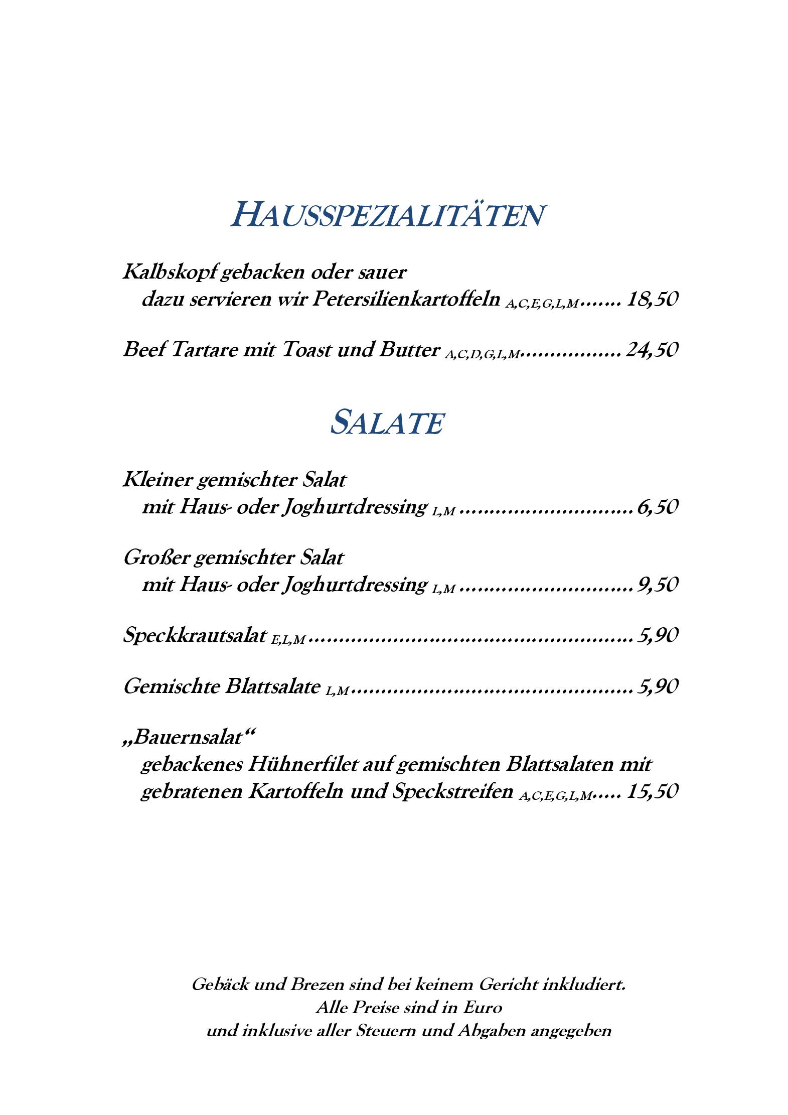 Speisekarte Hotel Bierwirt GmbH in Innsbruck, Seite 6