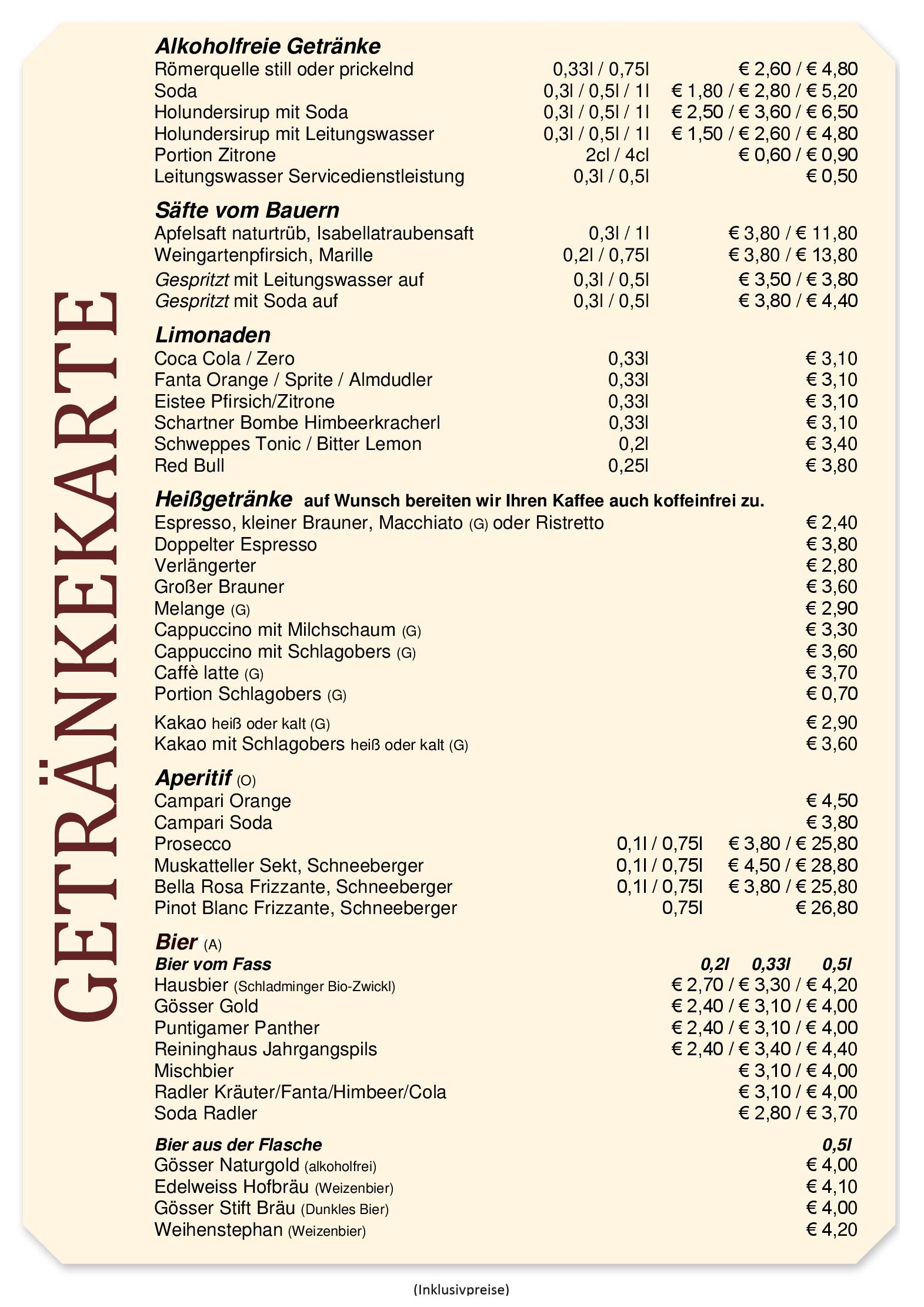 Speisekarte  Landhaus Ruckerlberg | Yamamoto in Graz, Seite 3