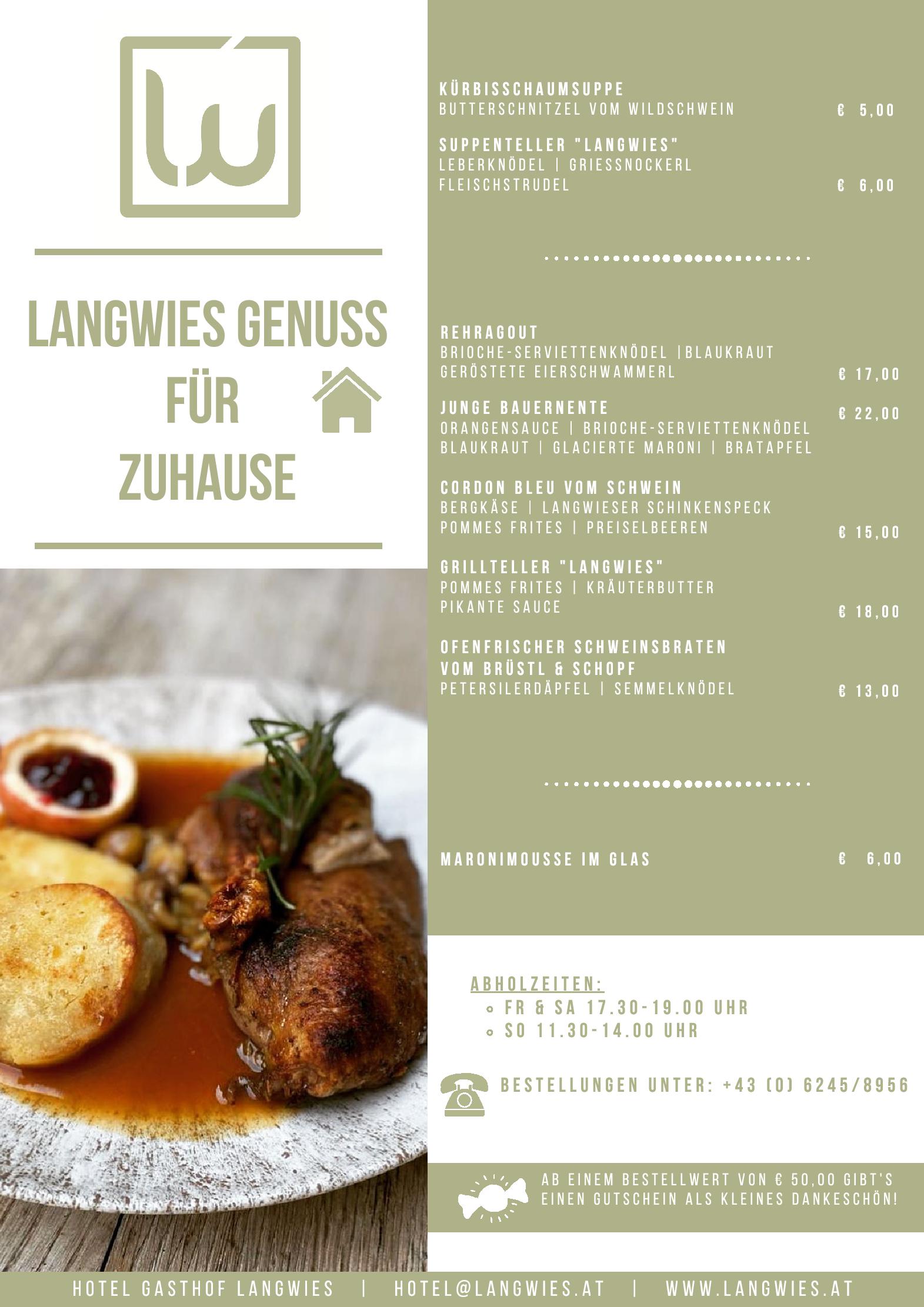 Speisekarte Langwies Genussherberge in Bad Vigaun, Seite 7