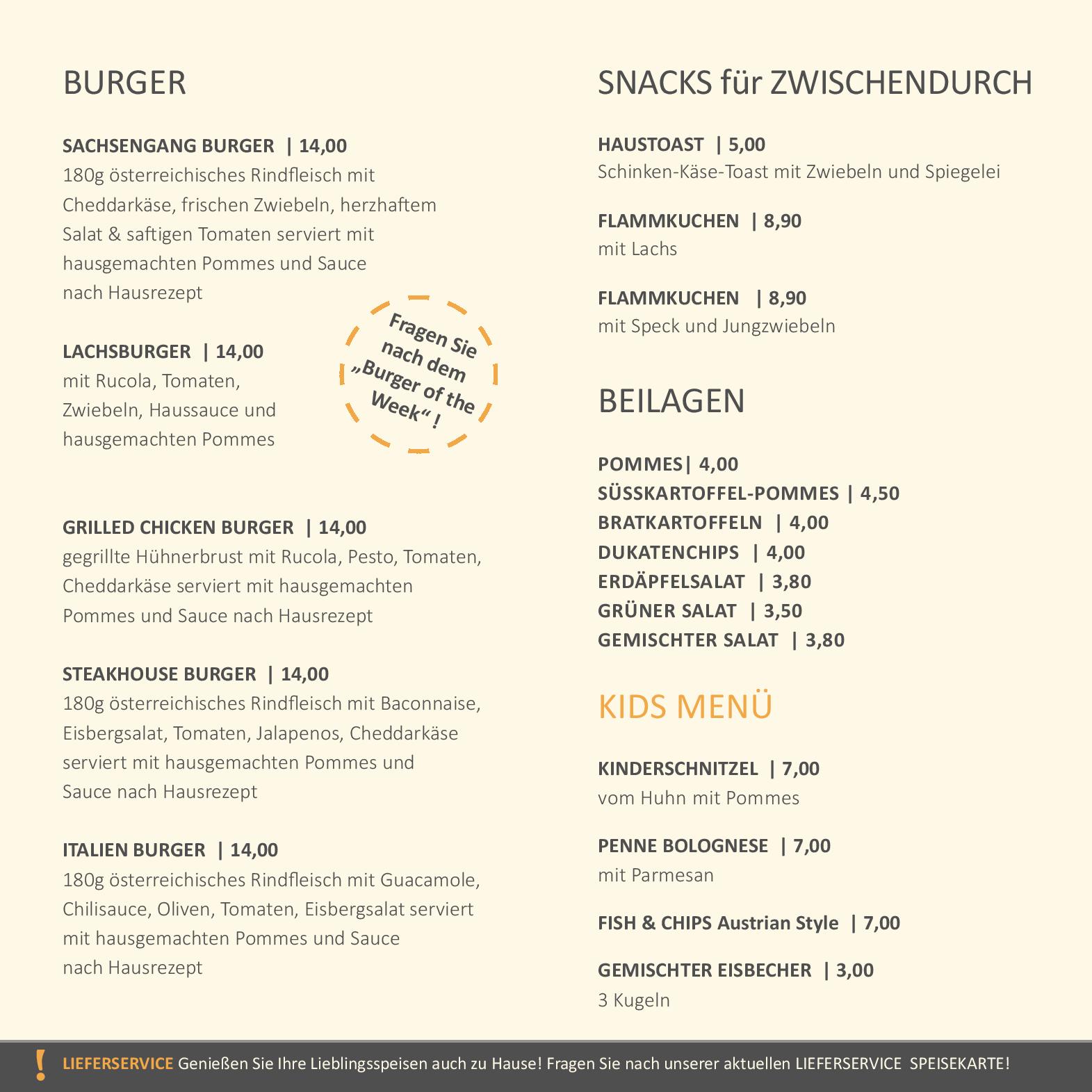 Speisekarte Hotel am Sachsengang in Groß-Enzersdorf, Seite 2