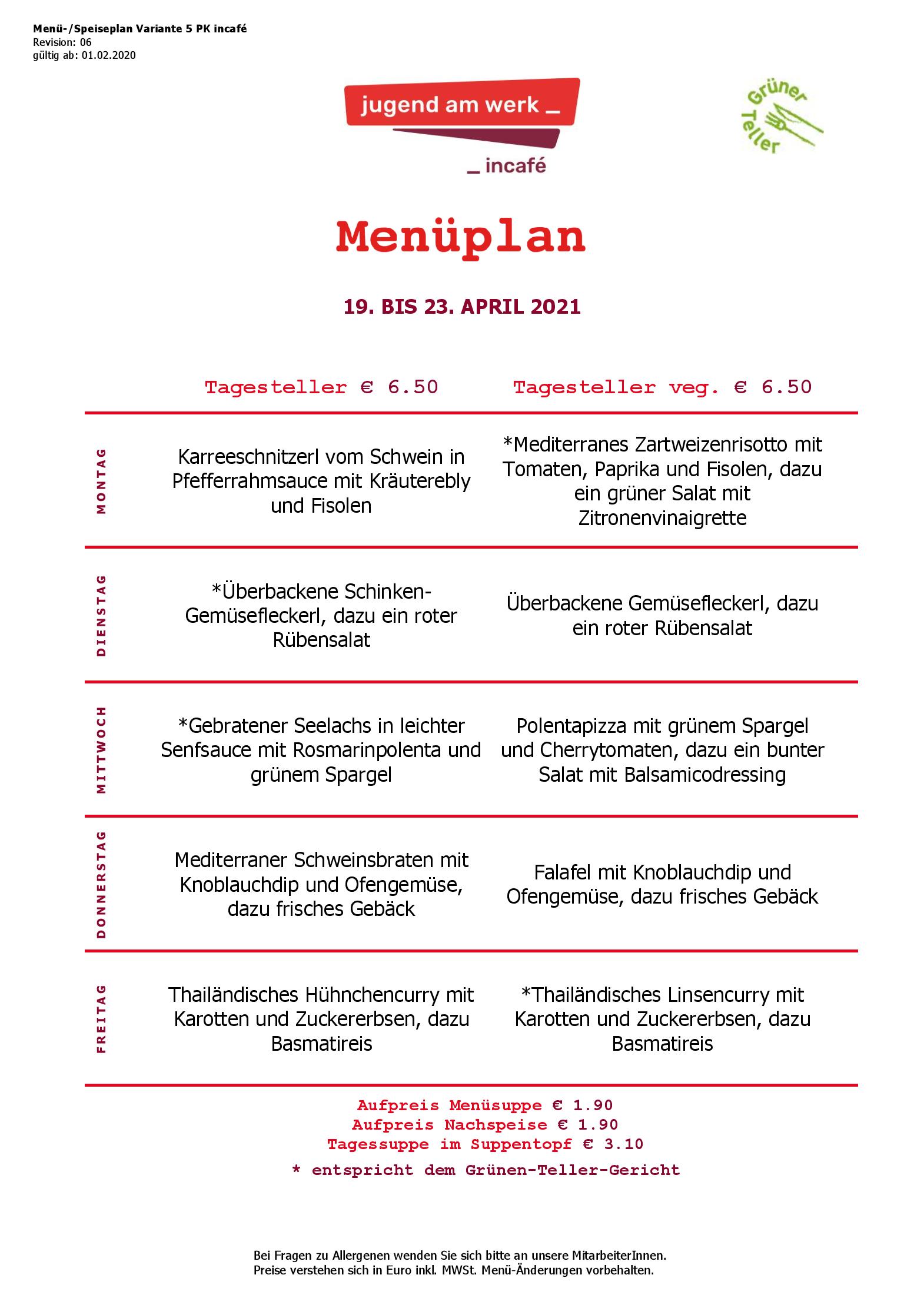 Speisekarte incafé in Graz, Seite 4