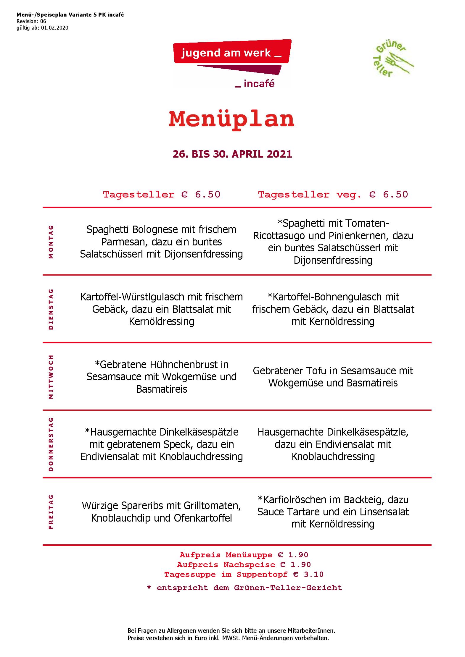 Speisekarte incafé in Graz, Seite 20