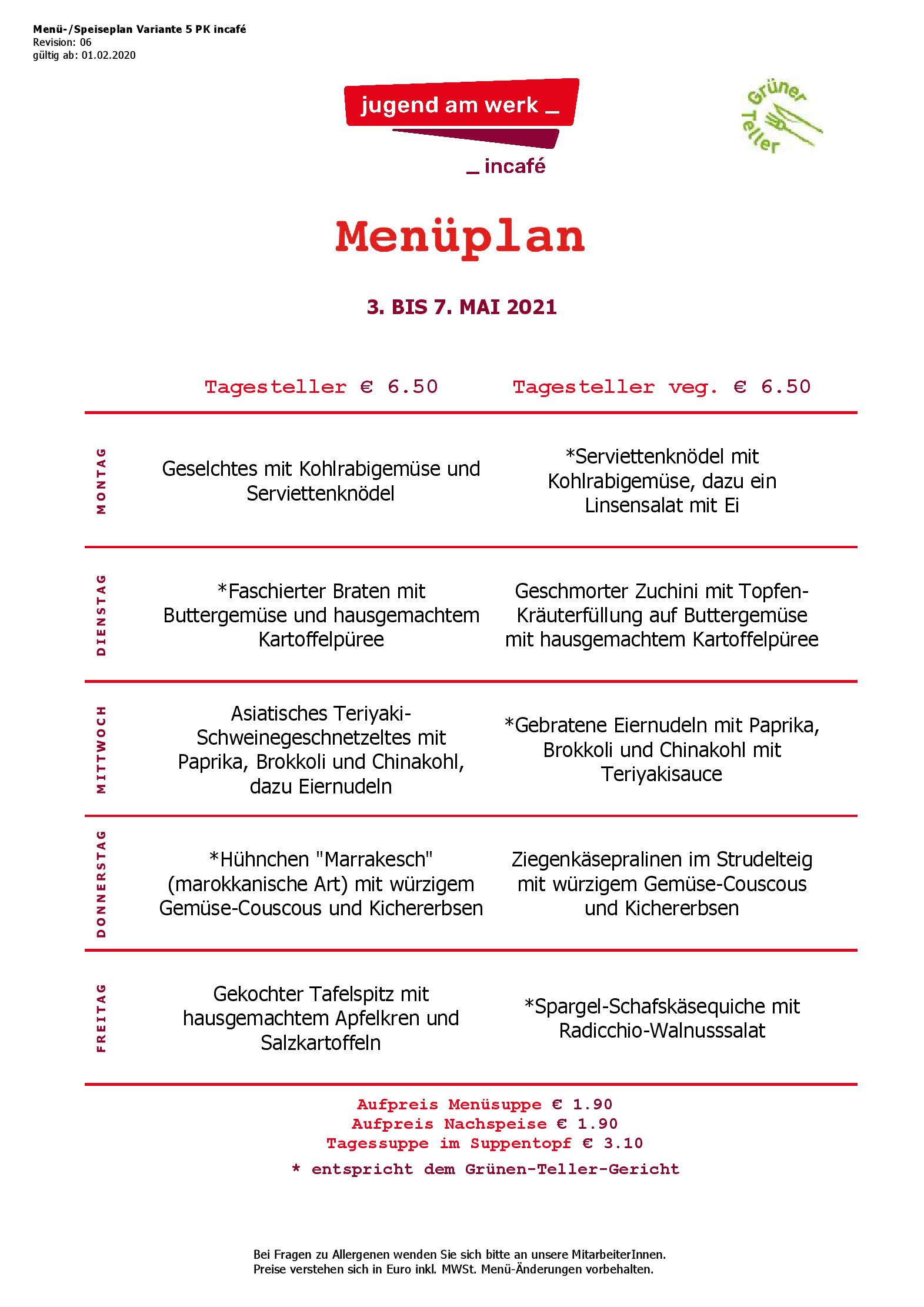 Speisekarte incafé in Graz, Seite 52